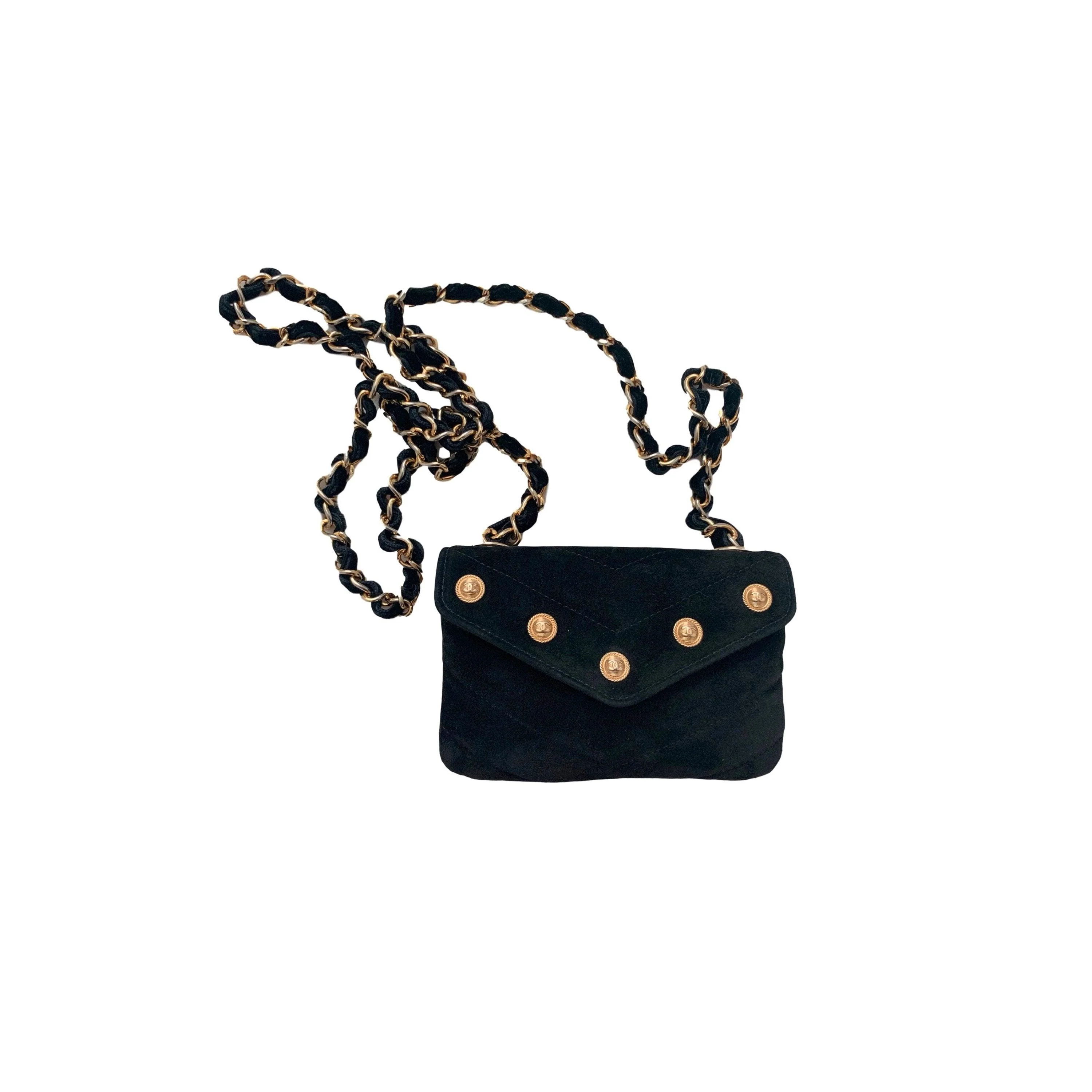 Chanel Black Chevron Suede Mini Chain Flap Bag - Image 6