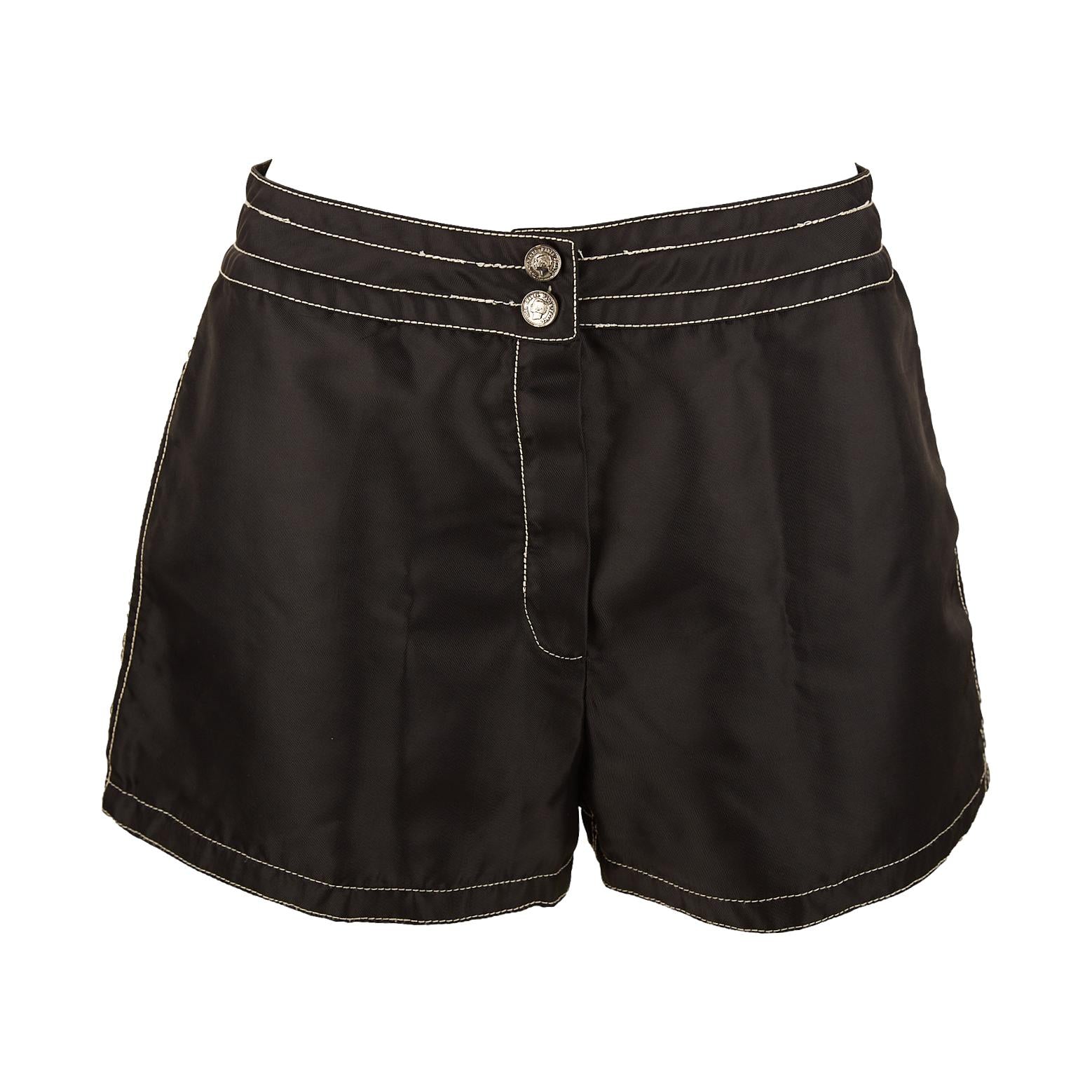 Chanel Black Contrast Stitch Logo Shorts - Image 2