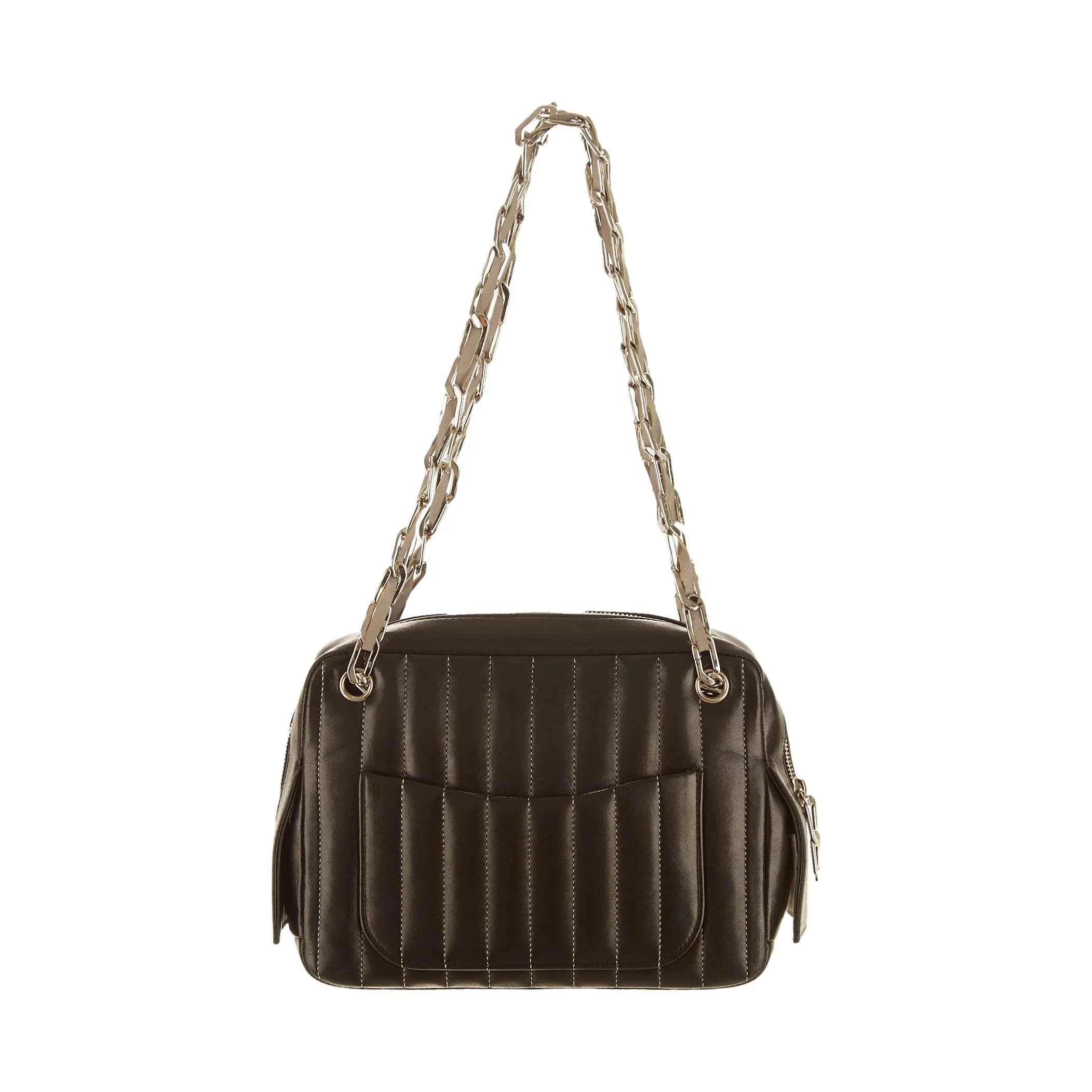 Chanel Black Contrast Stitch Shoulder Bag - Image 3