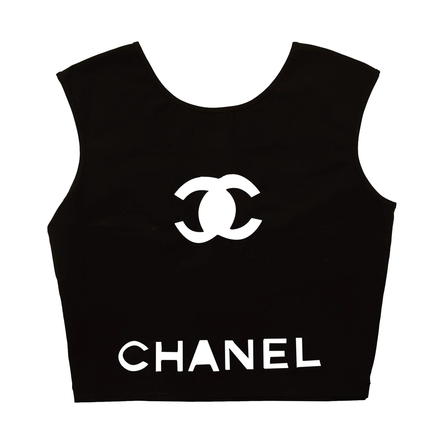 Chanel Black Cutout Logo Cropped Tank