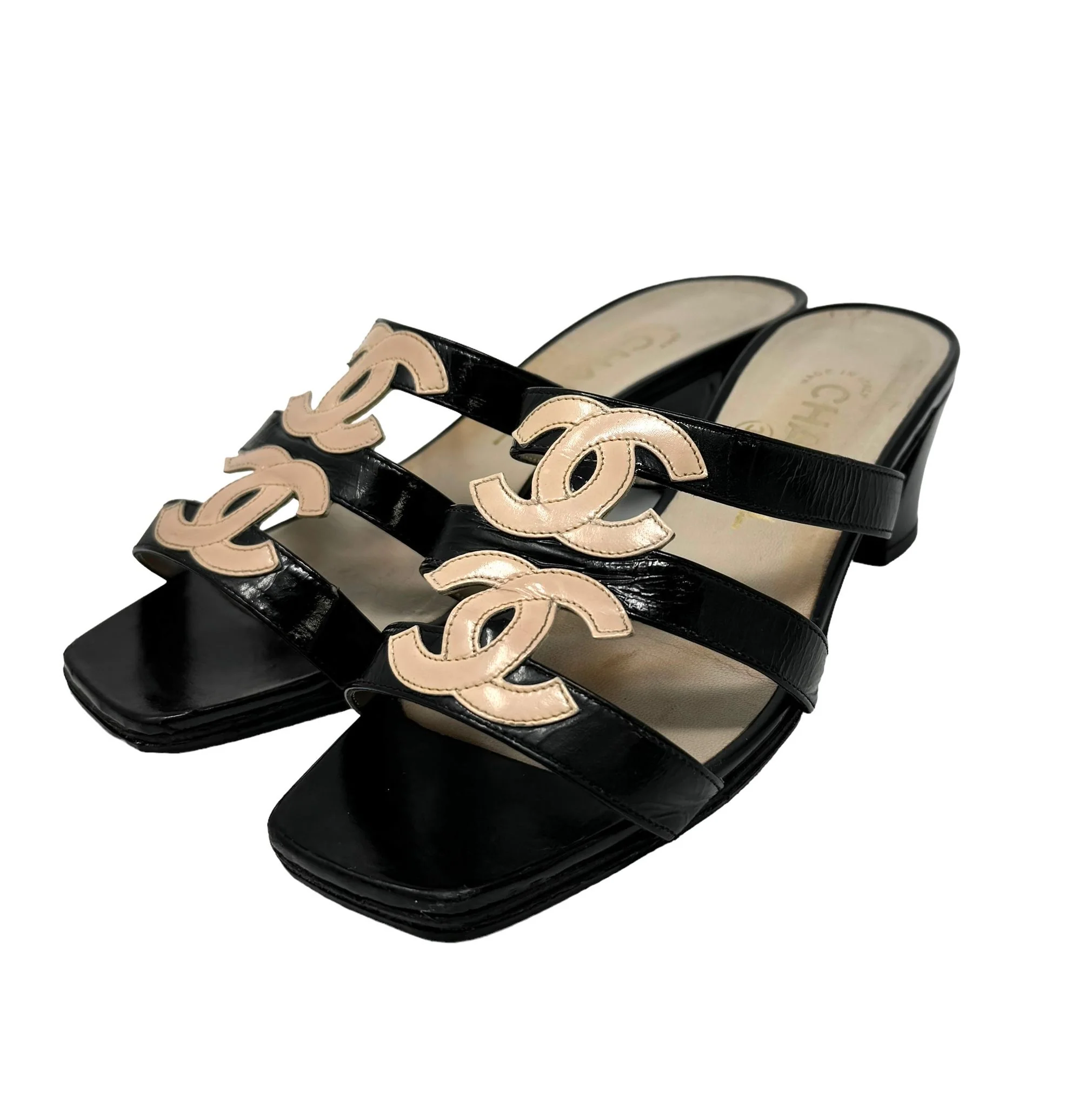 Chanel Black Double Logo Heels - Image 2