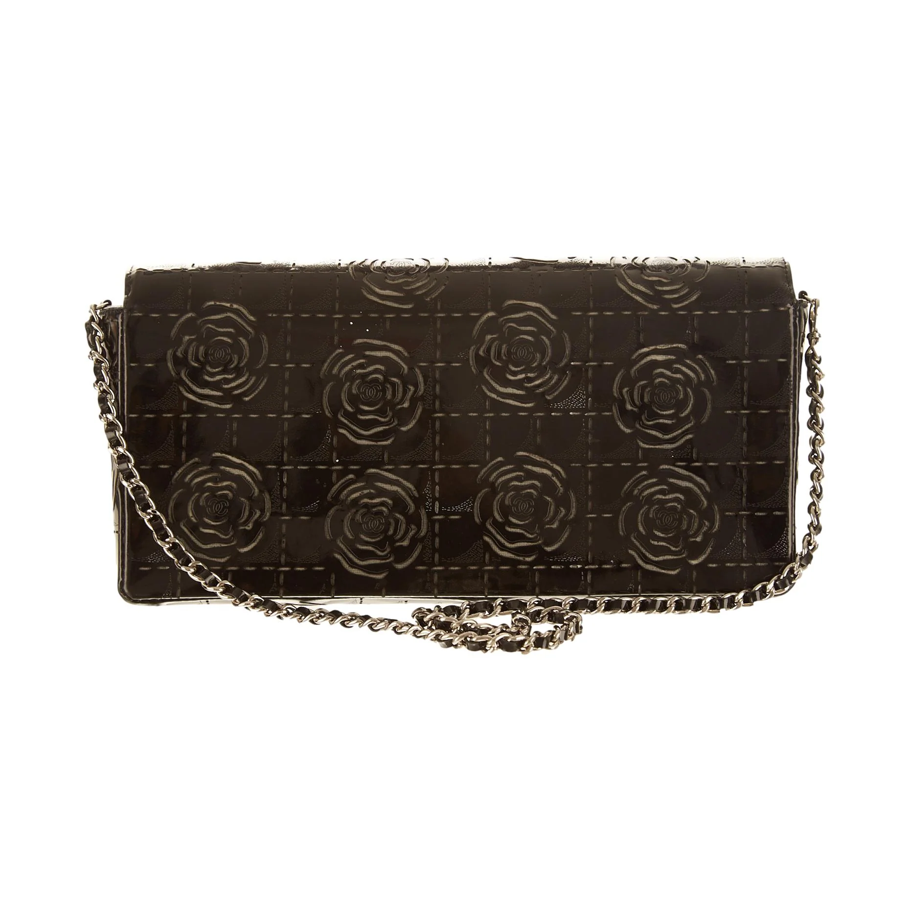 Chanel Black Floral Chain Shoulder Bag - Image 2