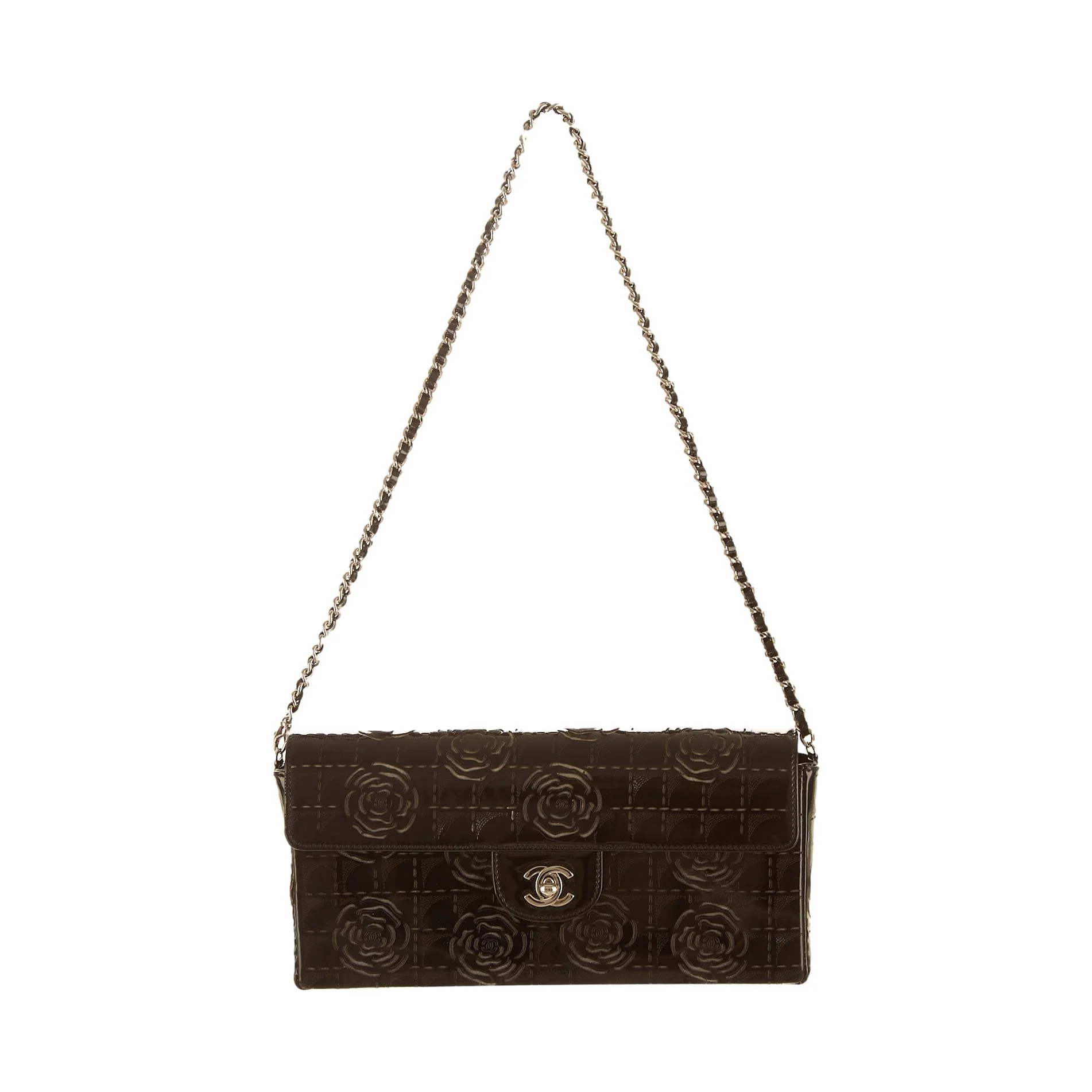 Chanel Black Floral Chain Shoulder Bag - Image 3