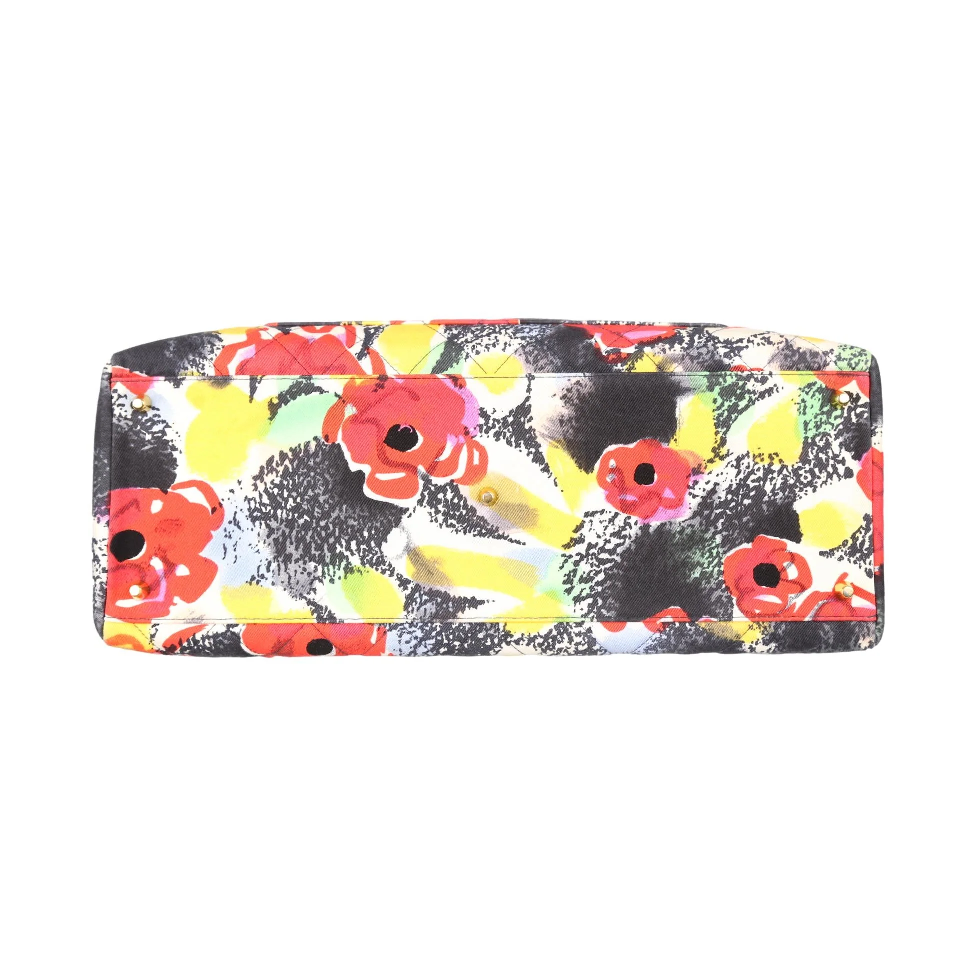 Chanel Black Floral Jumbo Logo Tote - Image 3