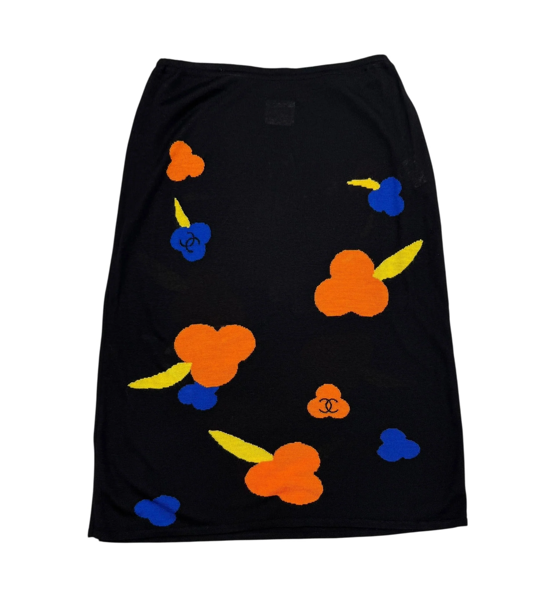 Chanel Black Floral Print Skirt