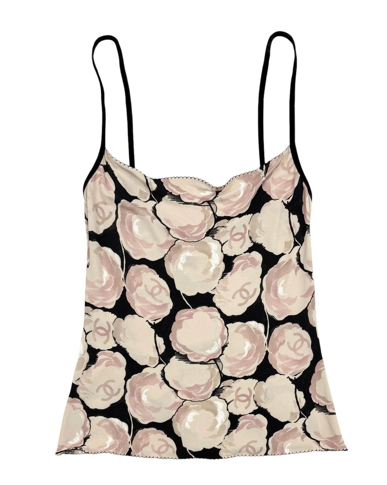 Chanel Black Floral Print Tank Top - Image 2