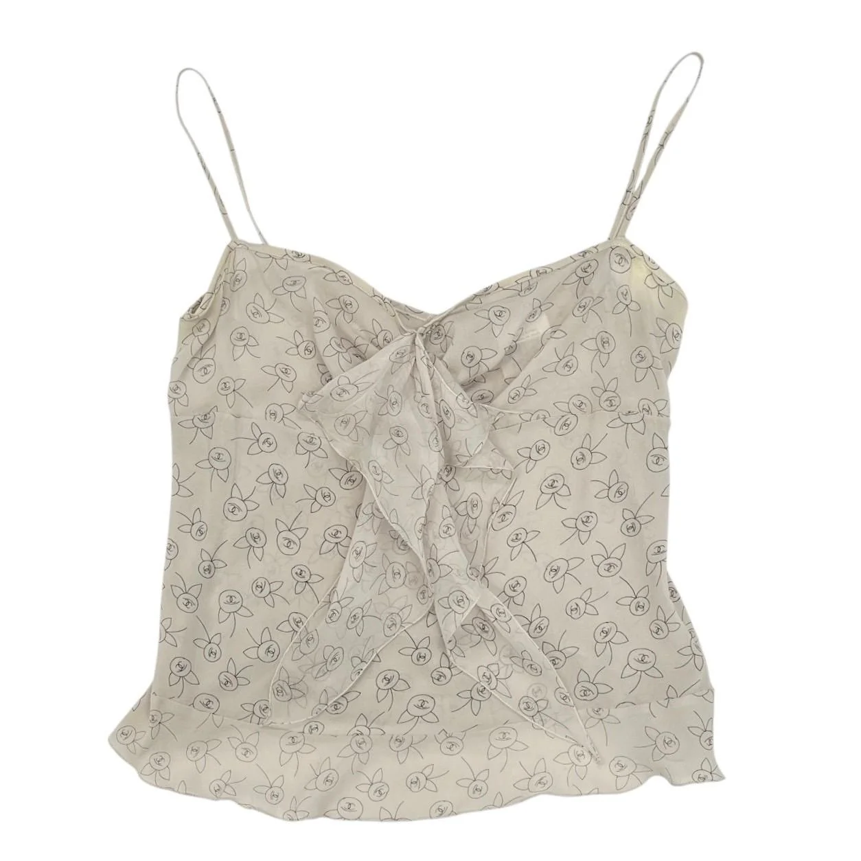 Chanel Floral Ruffle Tank Top