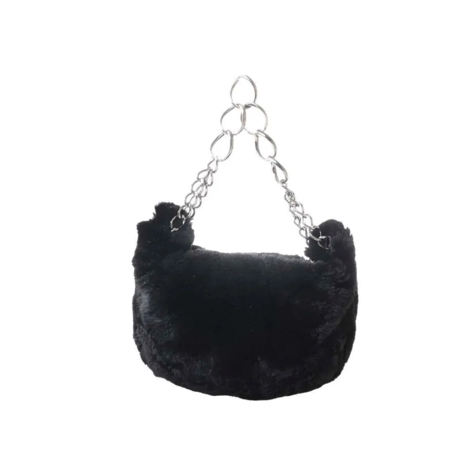 Chanel Black Fur Chain Bag - Image 2