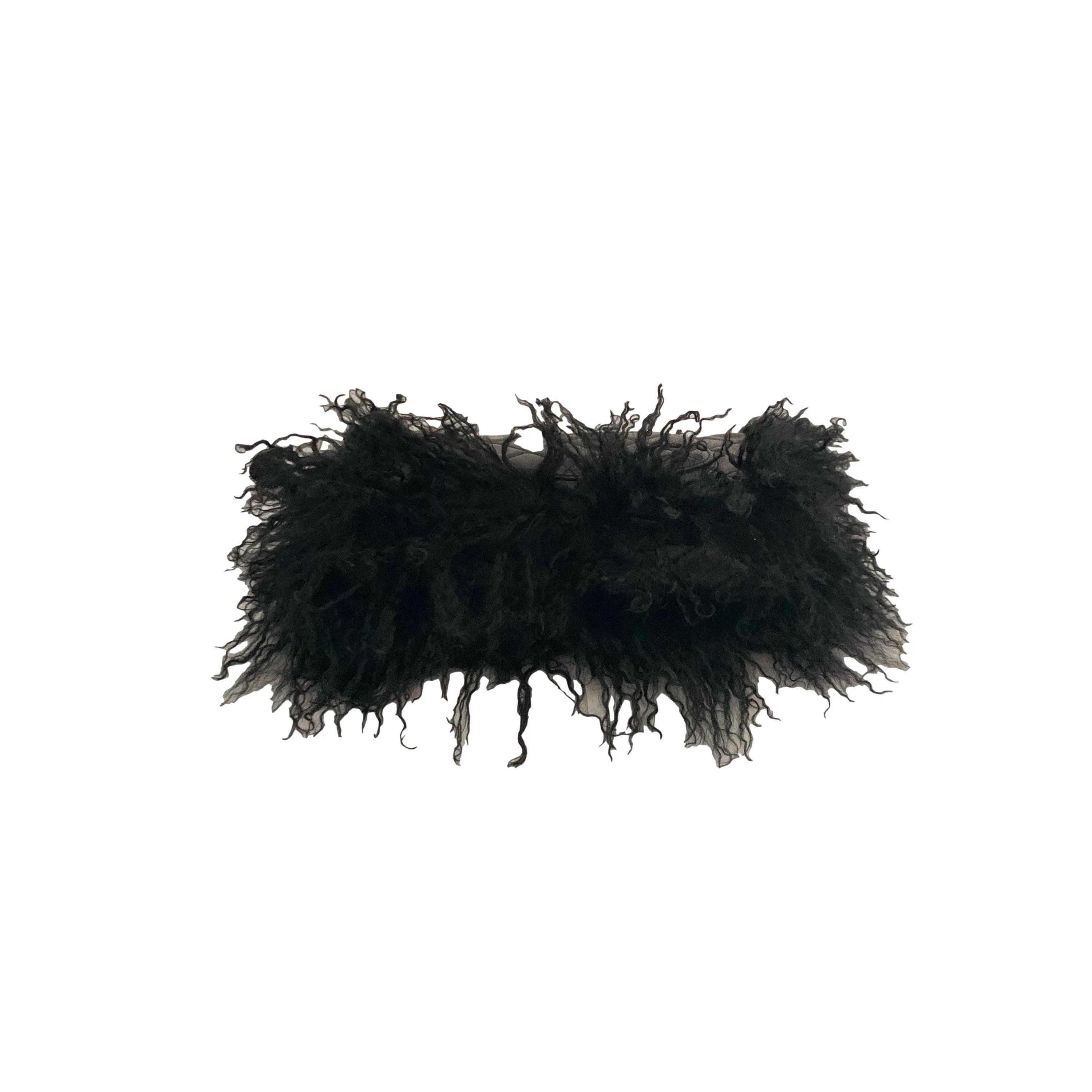 Chanel Black Fur Chain Flap Bag - Image 3