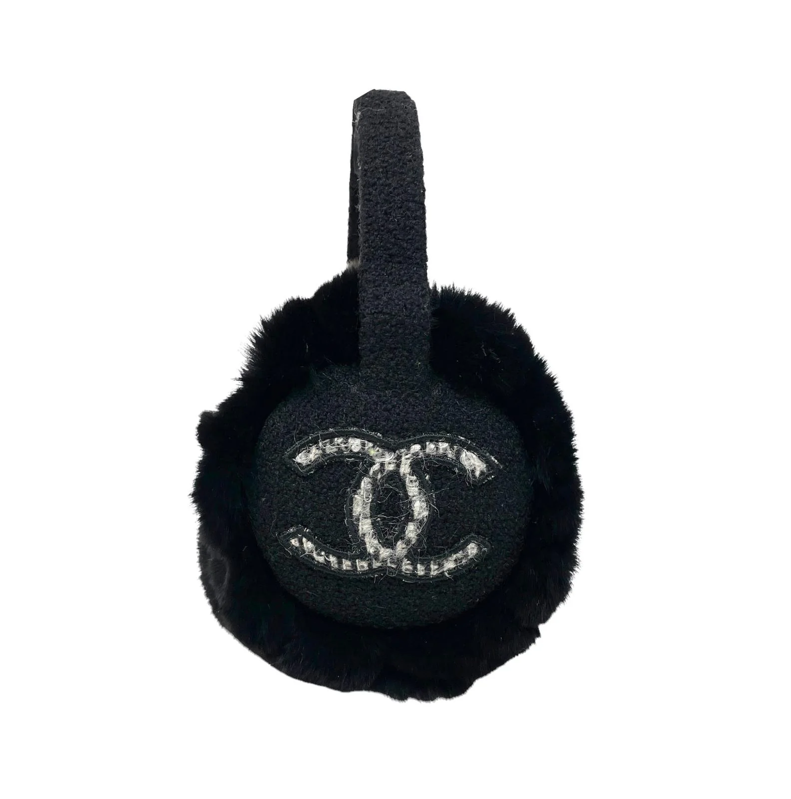 Chanel Black Fur Logo Earmuffs - Image 3