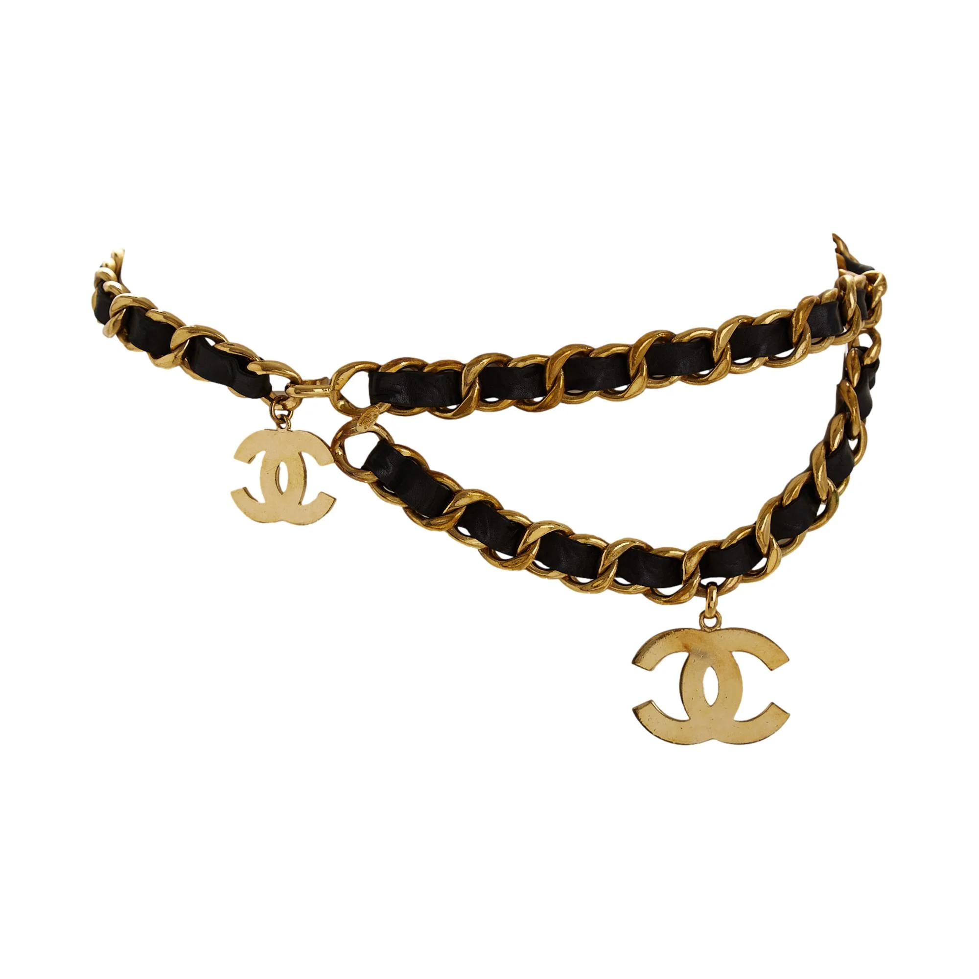 Chanel Black + Gold Jumbo Logo Chain Belt - Image 2