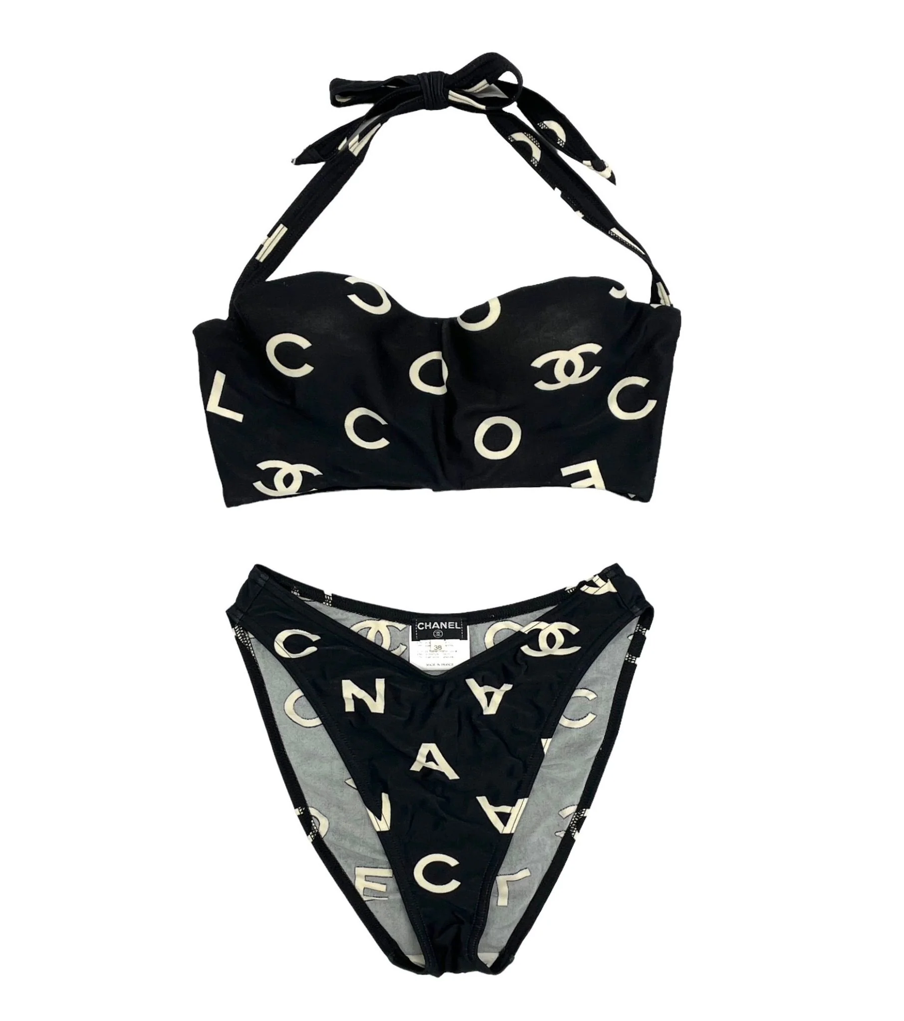 Chanel Black High Waisted Coco Bikini
