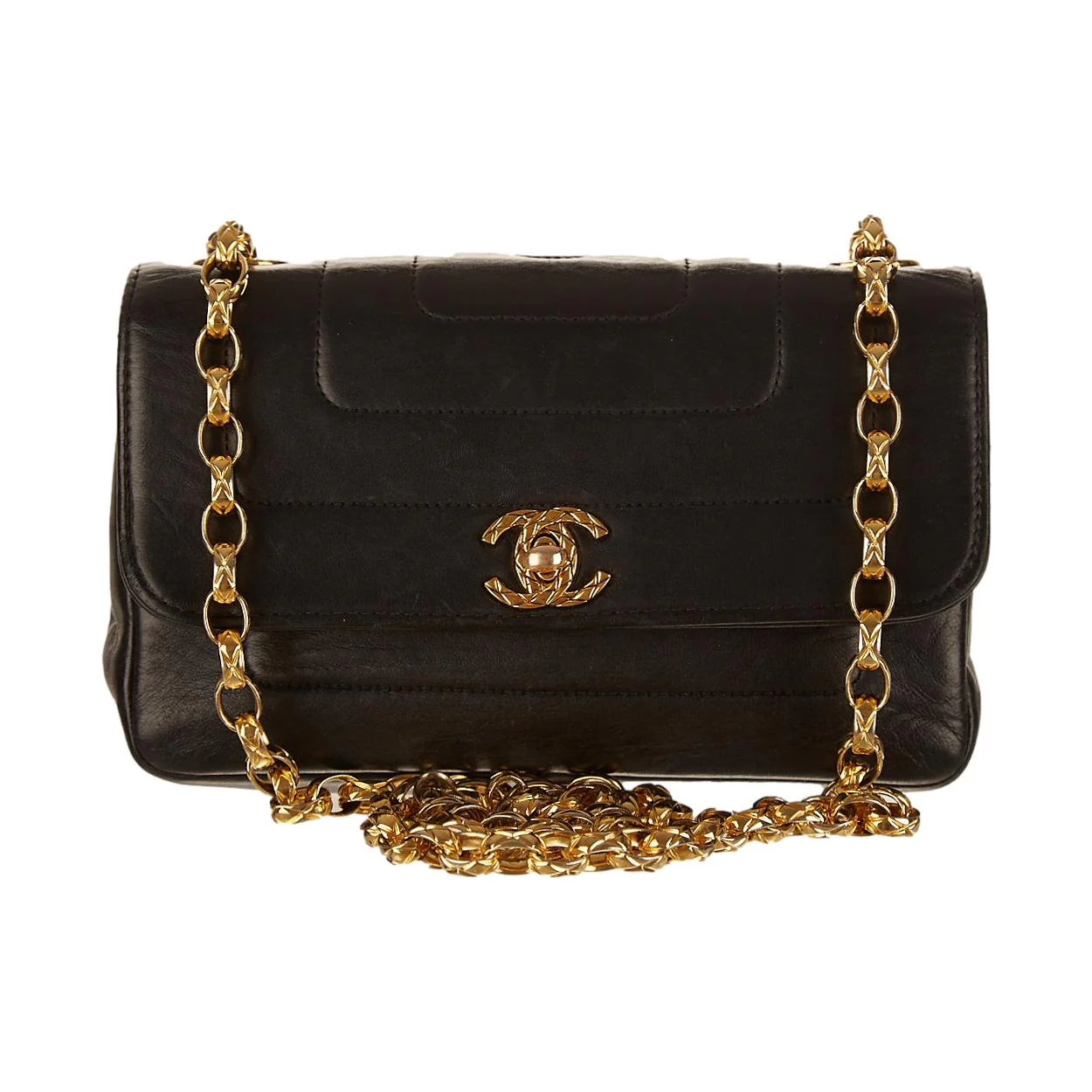 Chanel Black Horizontal Stitch Flap Bag - Image 3