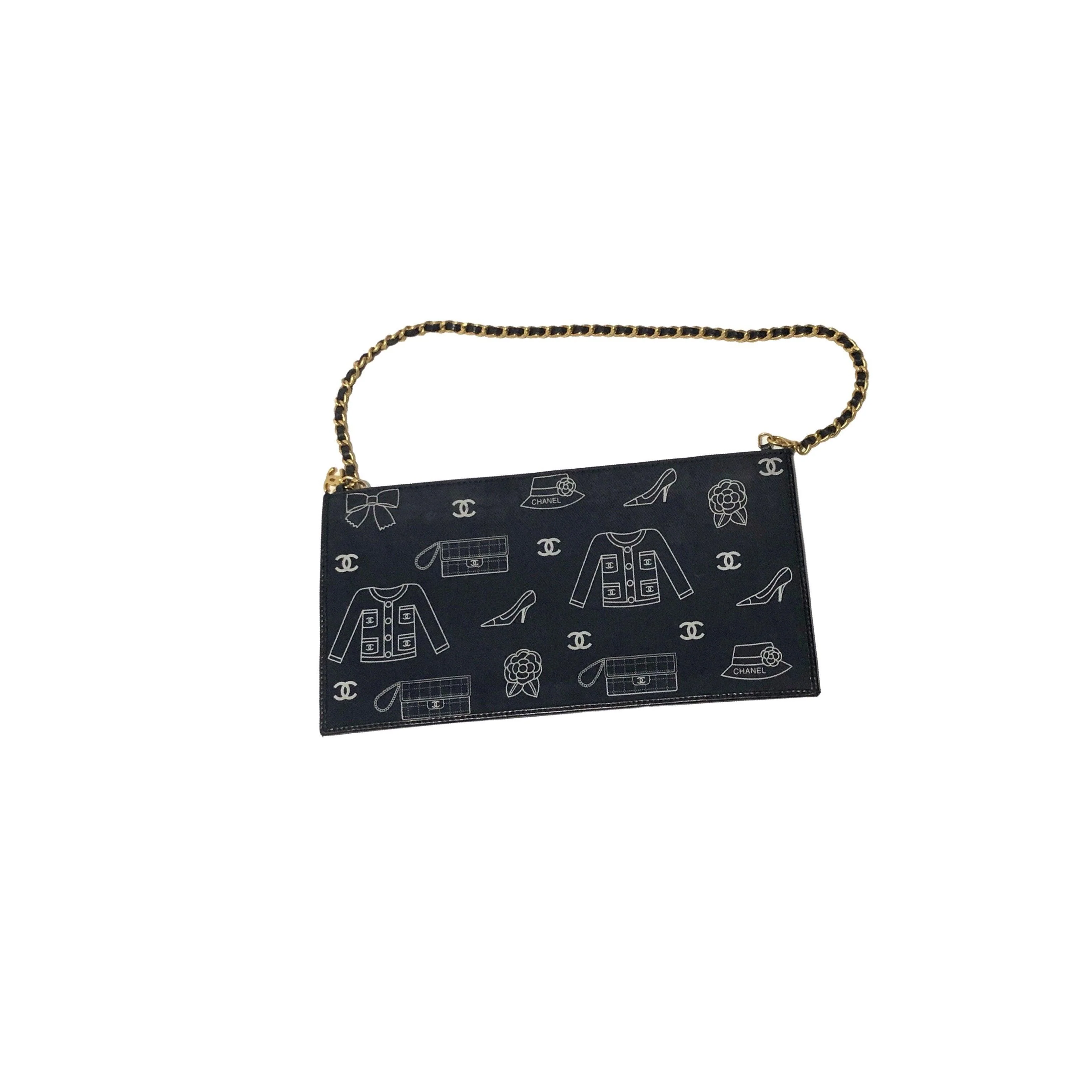Chanel Black Icon Print Canvas Shoulder Bag - Image 3