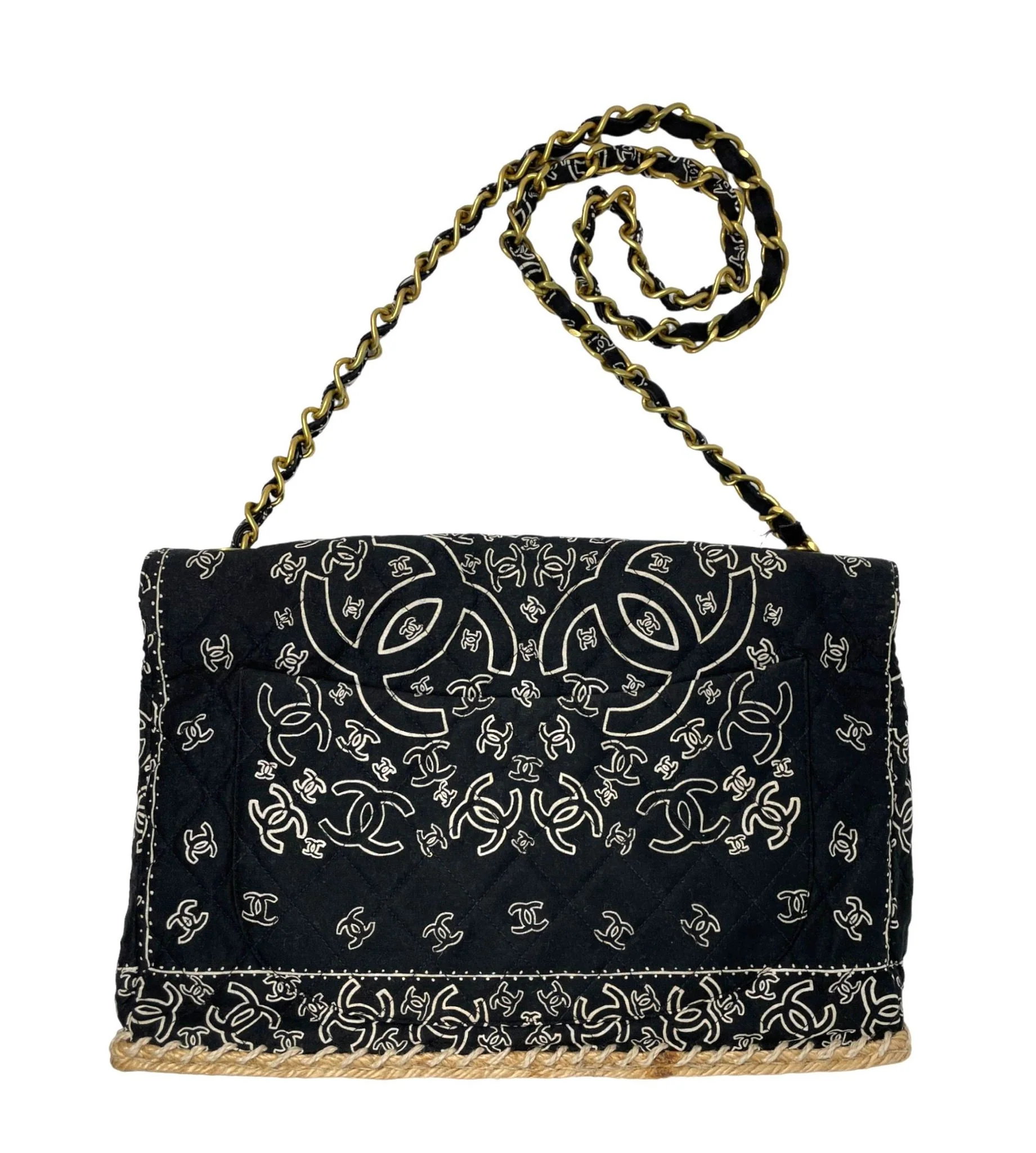 Chanel Black Jumbo Bandana Flap Bag - Image 3