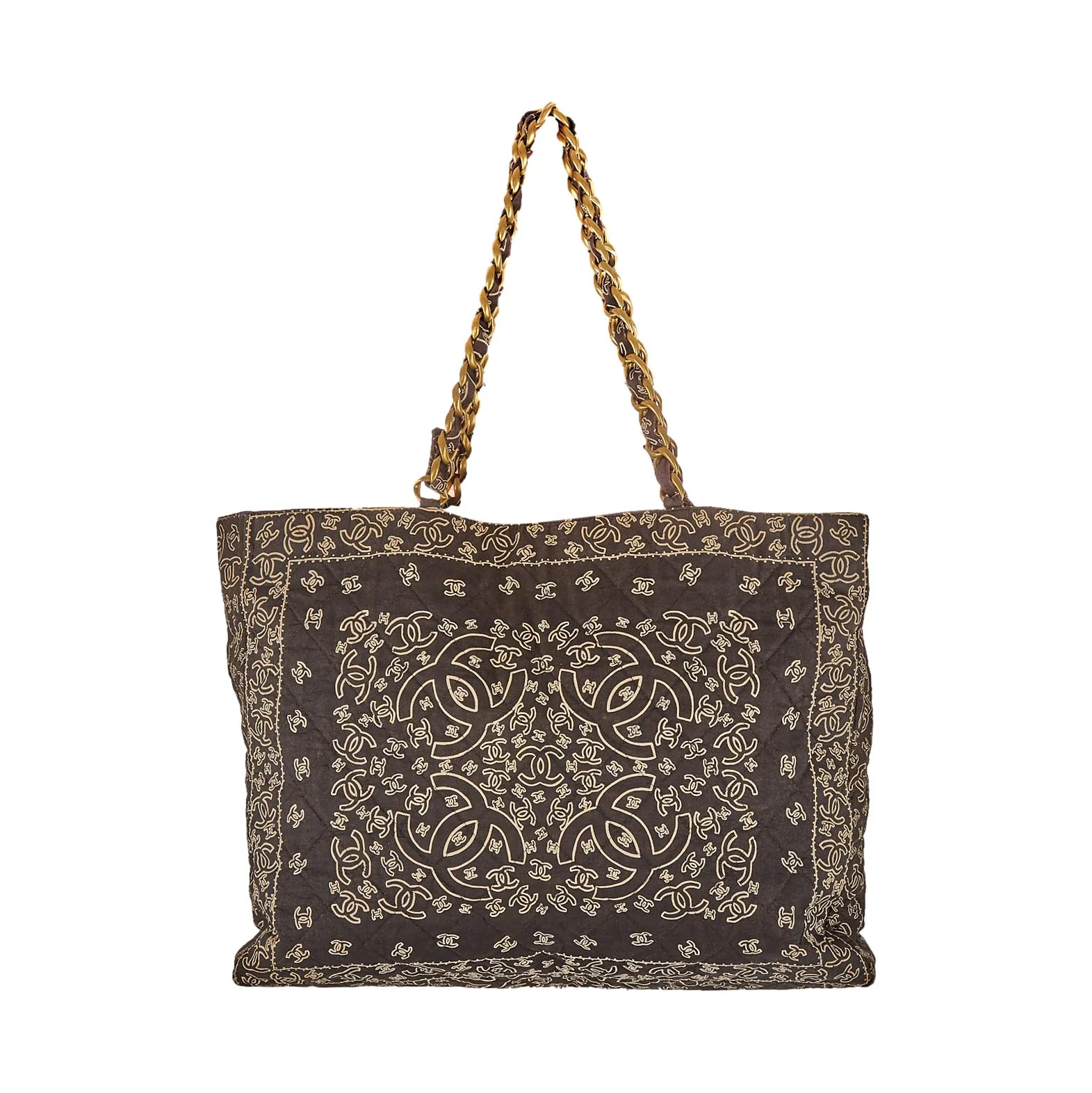 Chanel Black Jumbo Bandana Chain Tote