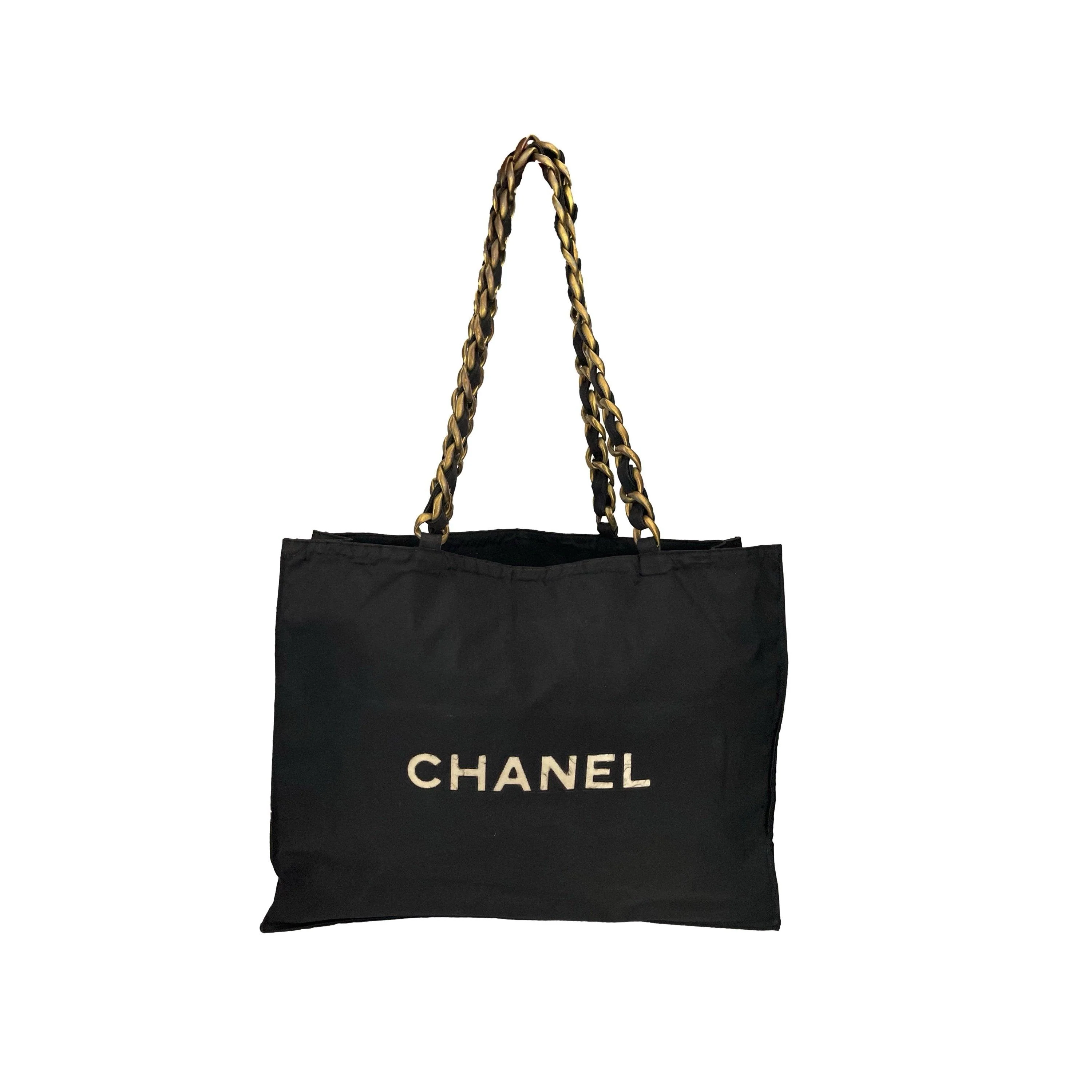 Chanel Black Jumbo Logo Chain Tote - Image 2