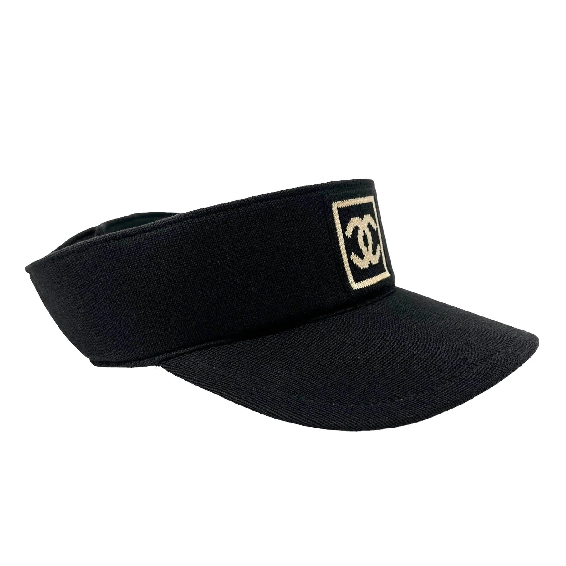 Chanel Black Knit Logo Visor - Image 2