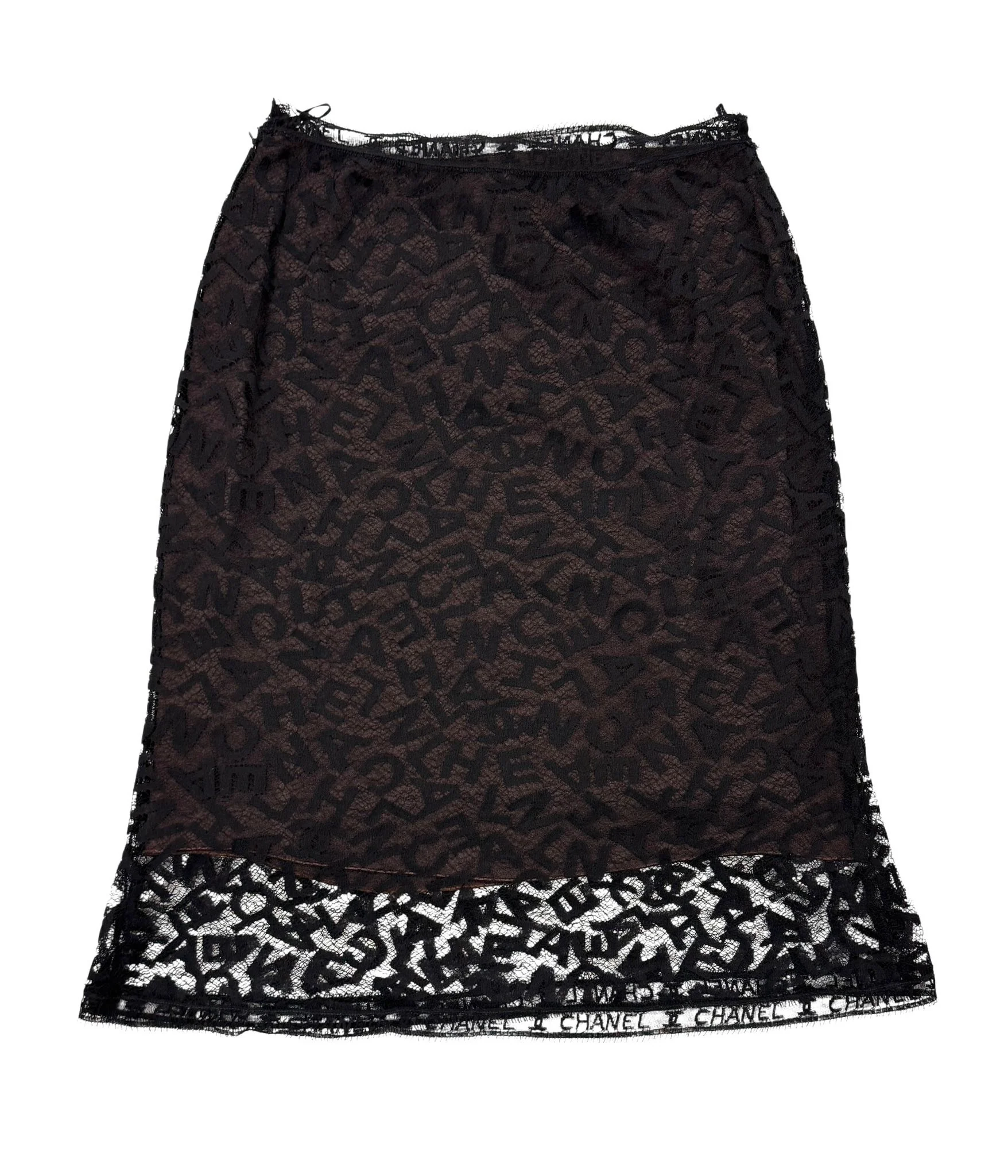 Chanel Black Lace Logo Skirt - Image 2