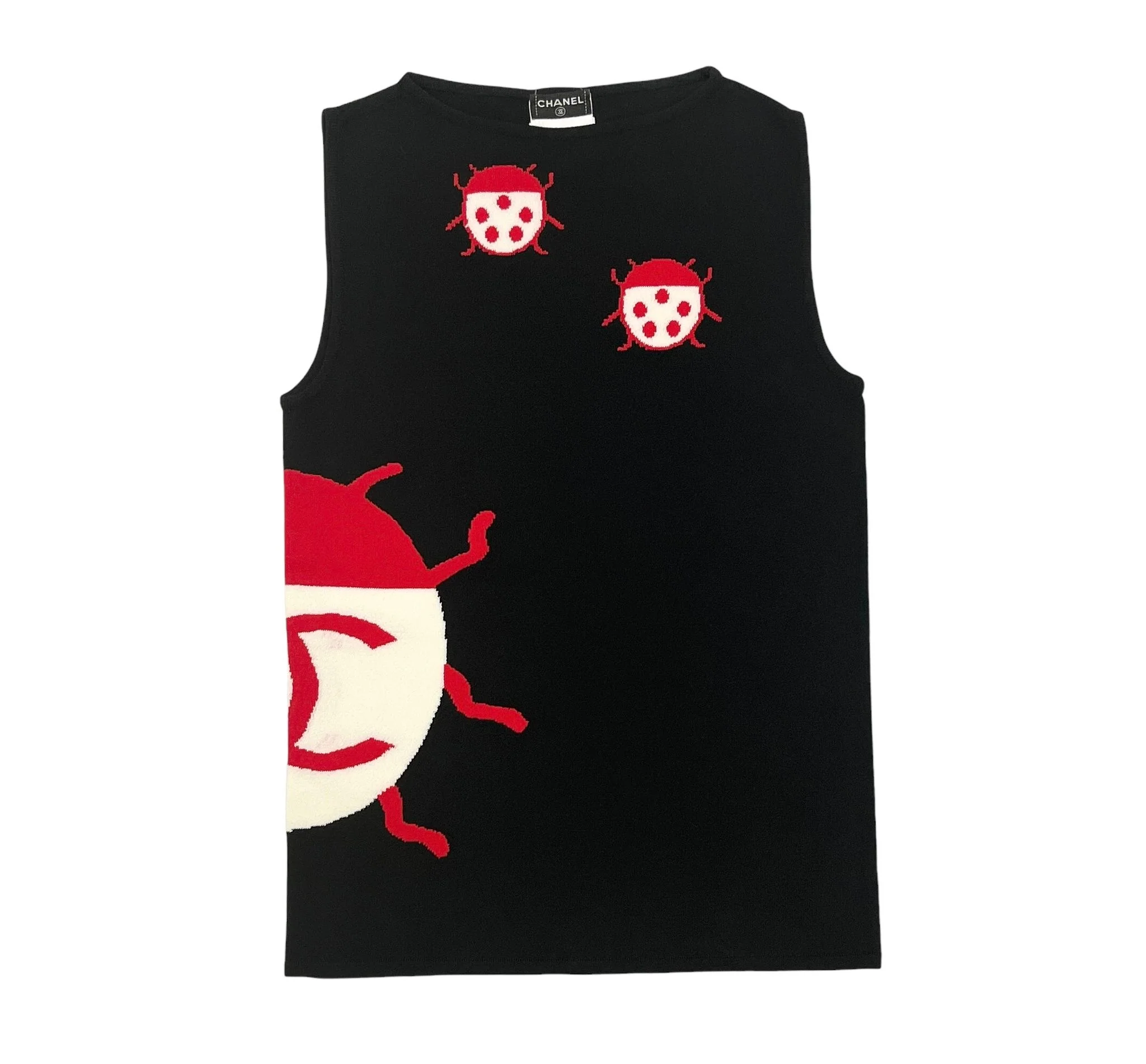 Chanel Black Ladybug Logo Tank
