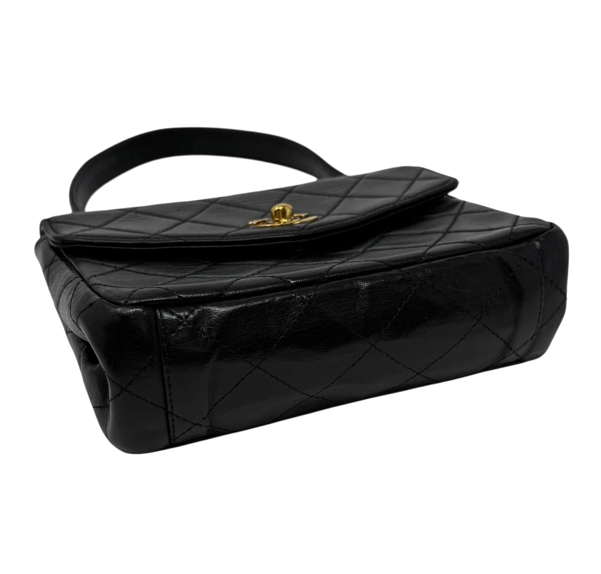 Chanel Black Lambskin Small Top Handle Bag - Image 5