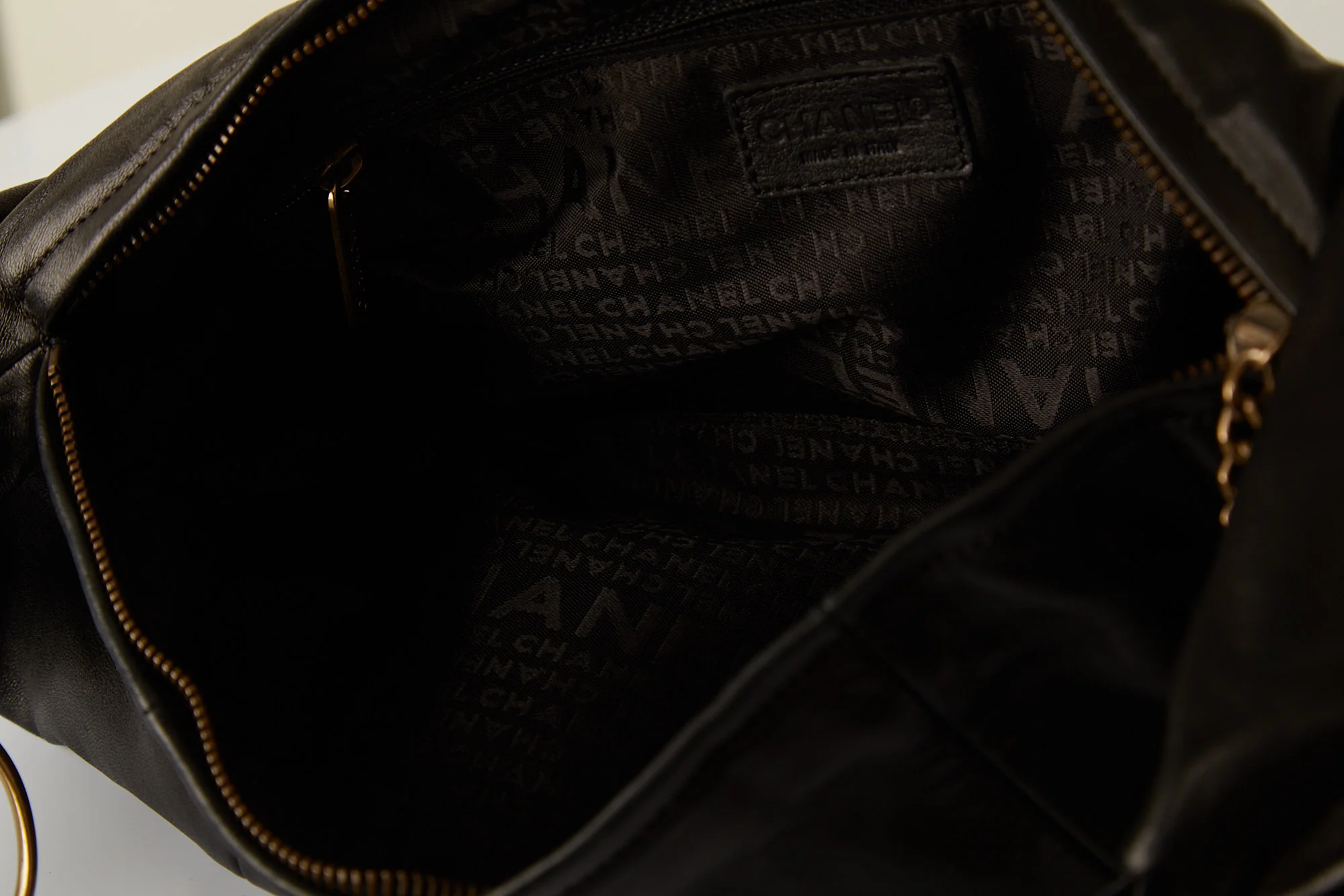 Chanel Black Leather Chain Hobo Bag - Image 3
