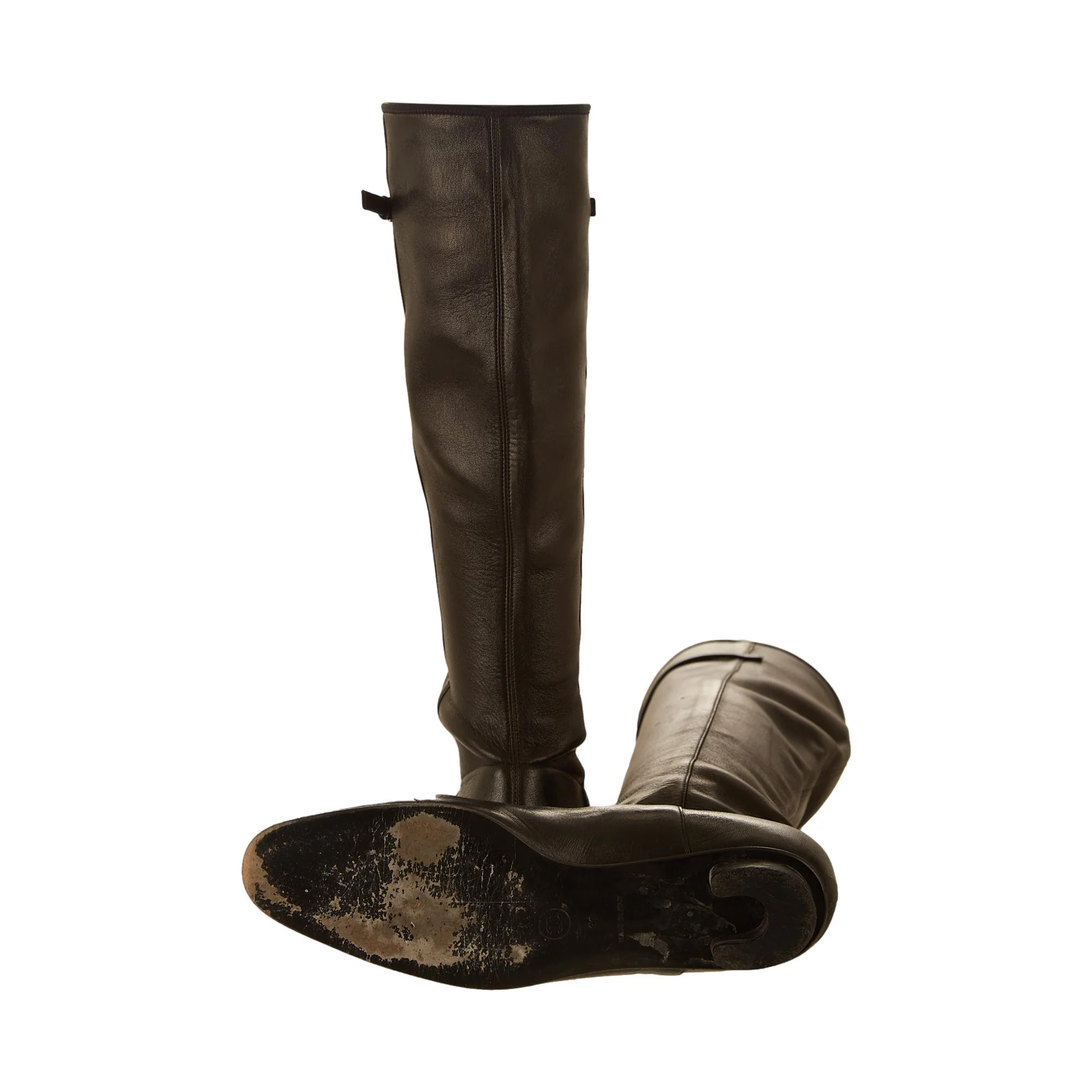Chanel Black Leather Perforated Logo Boots - Image 5