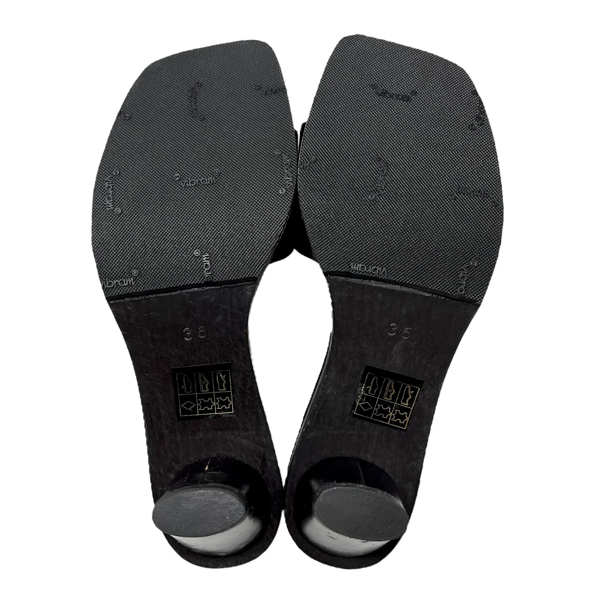 Chanel Black Leather Platform Logo Heels - Image 5