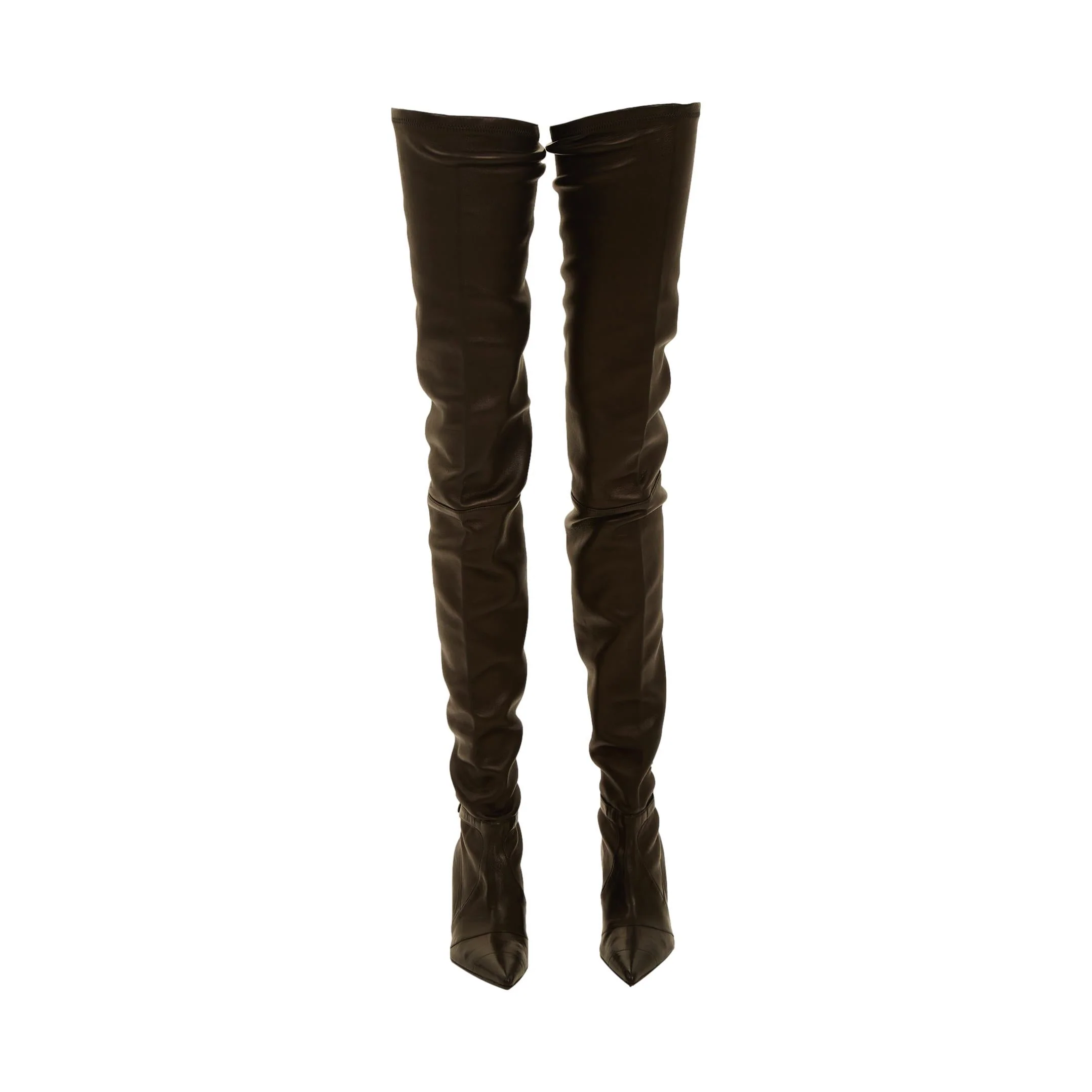 Chanel Black Leather Thigh-High Logo Boots - Image 3
