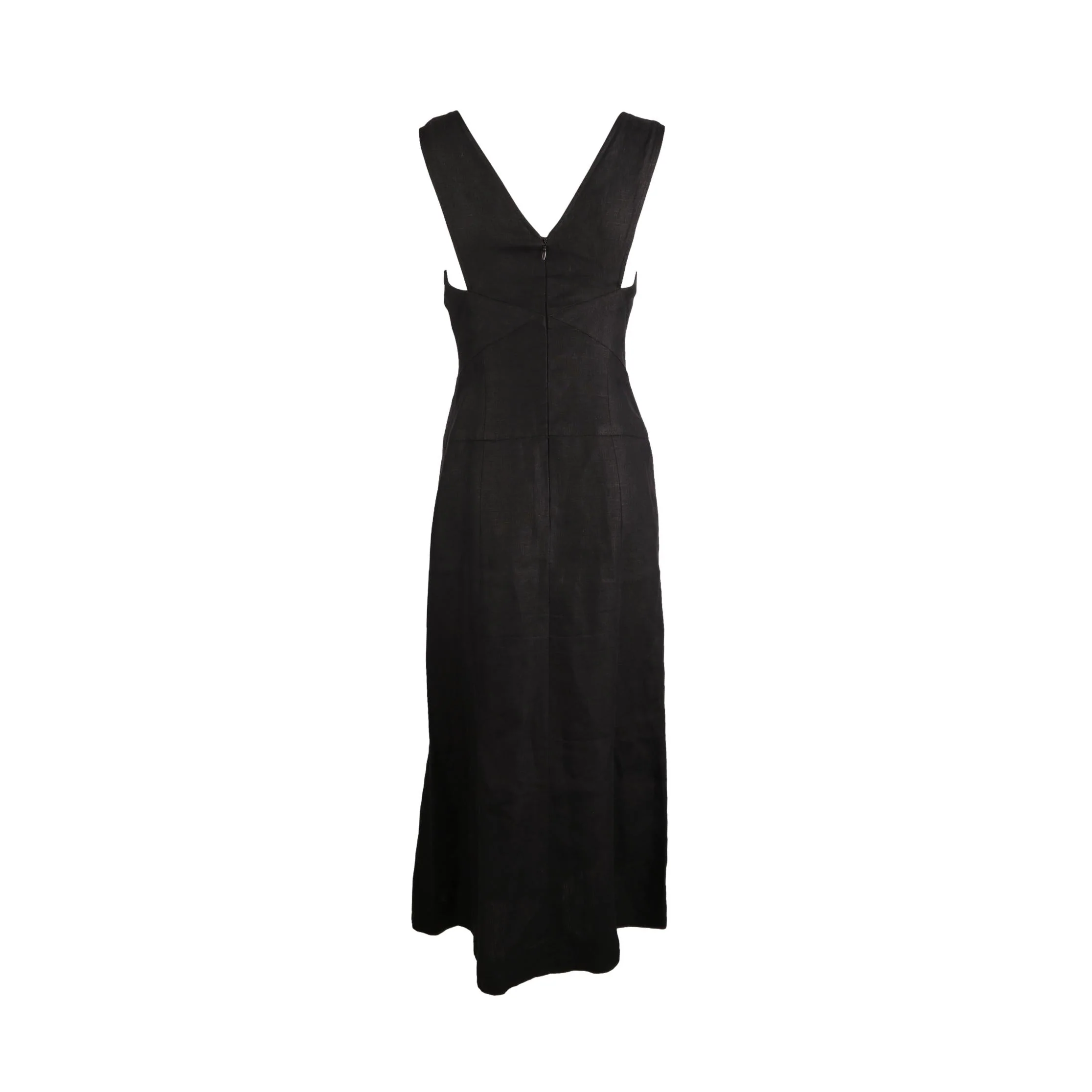Chanel Black Linen Logo Button Dress - Image 2