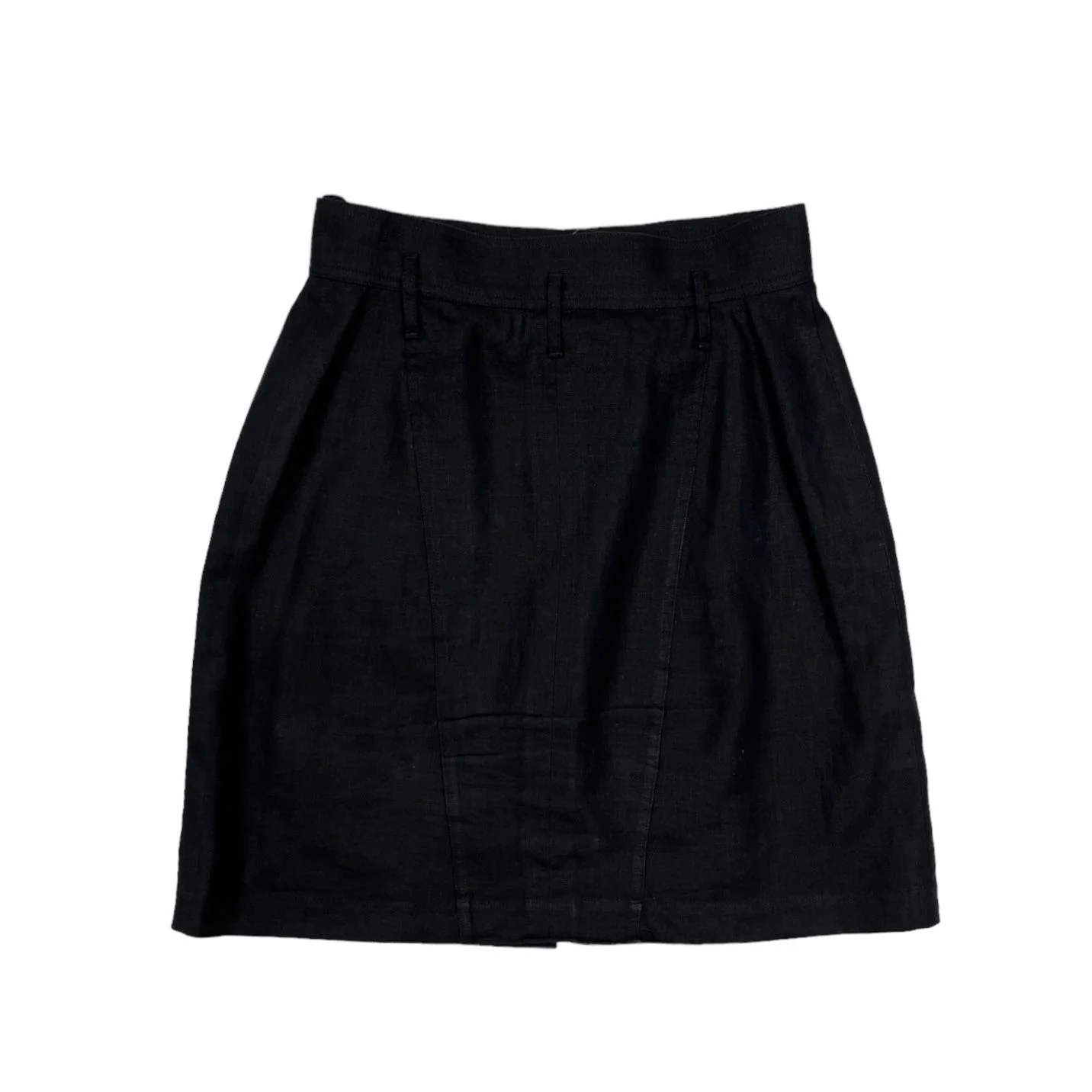 Chanel Black Linen Logo Button Skirt - Image 2