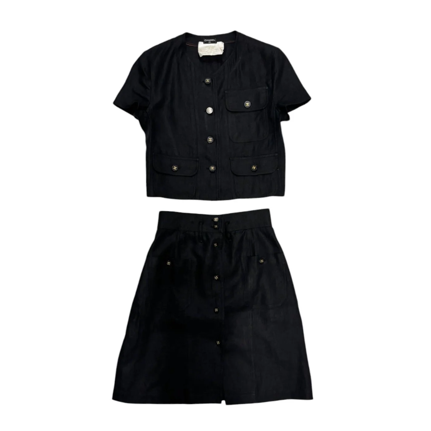 Chanel Black Linen Skirt Set - Image 3