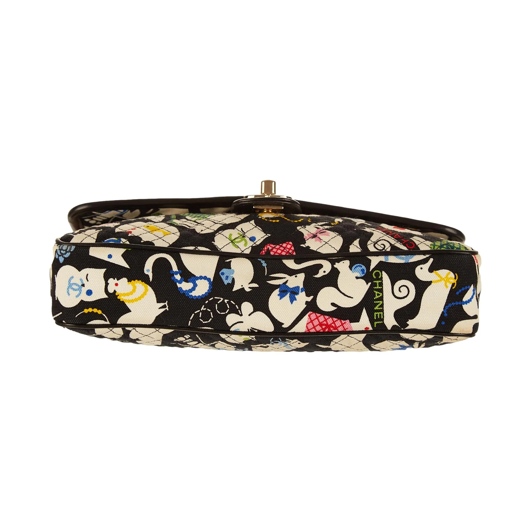 Chanel Black Logo Animal Print Shoulder Bag - Image 3