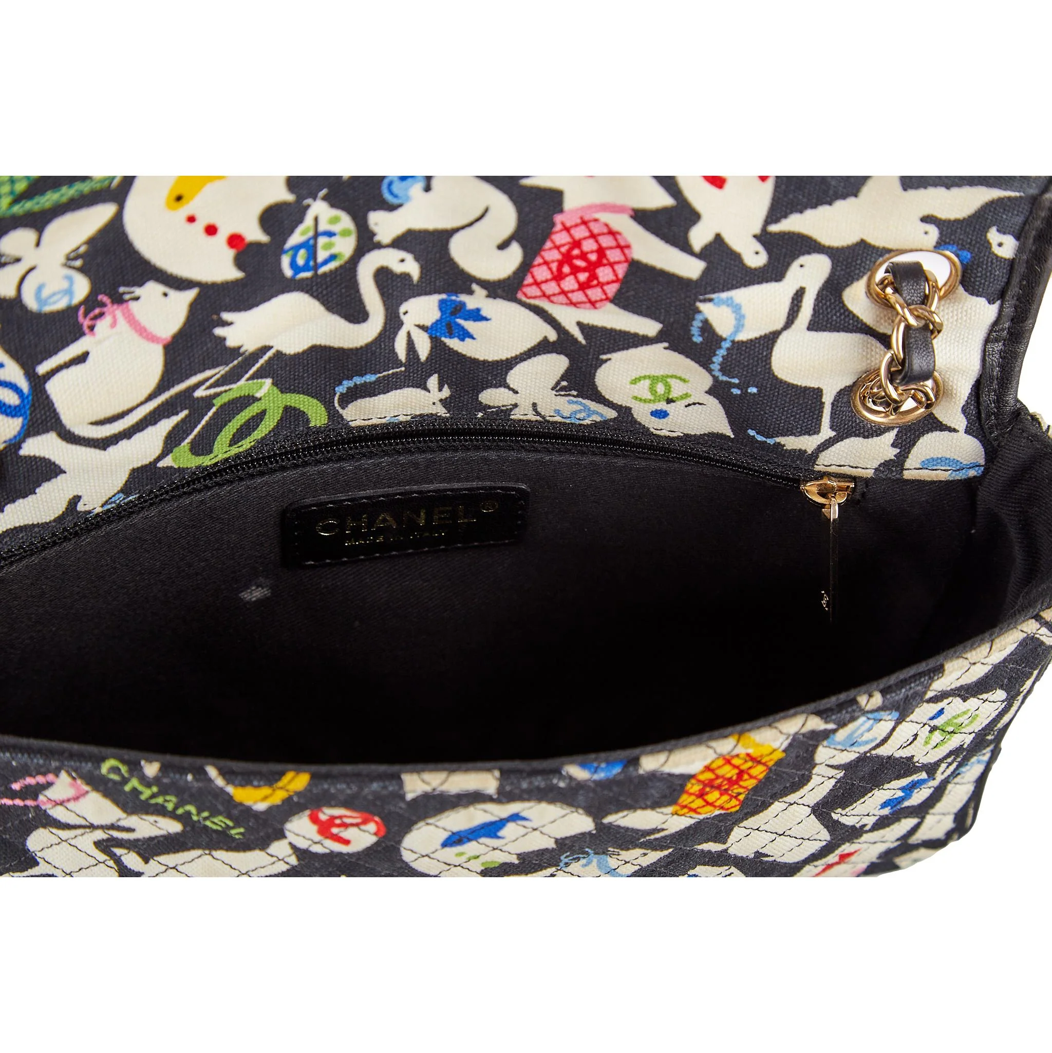 Chanel Black Logo Animal Print Shoulder Bag - Image 4