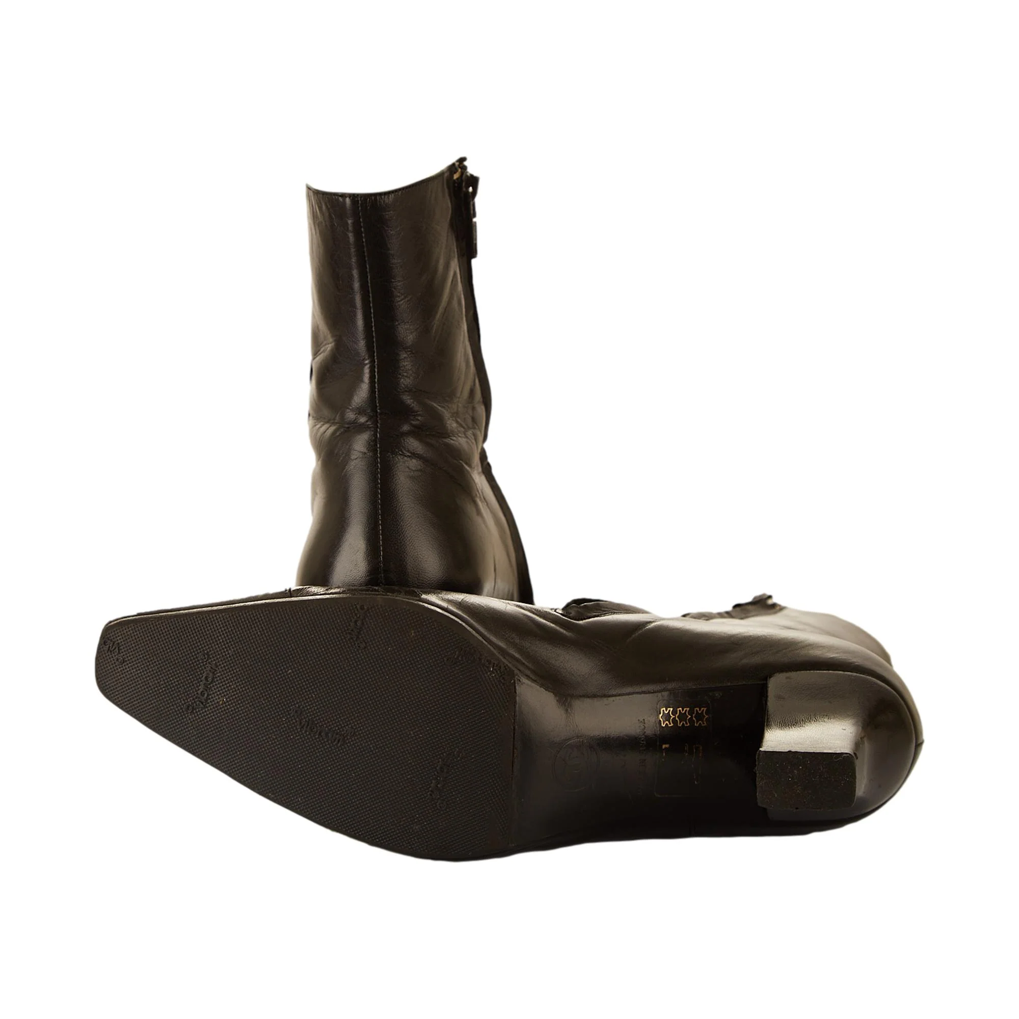 Chanel Black Logo Ankle Boots - Image 4