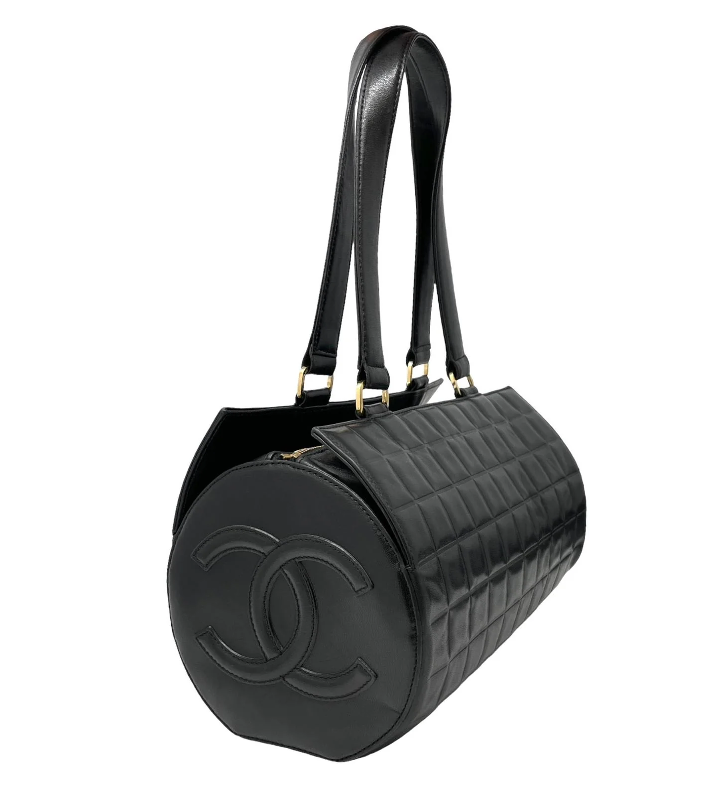 Chanel Black Logo Barrel Bag - Image 4