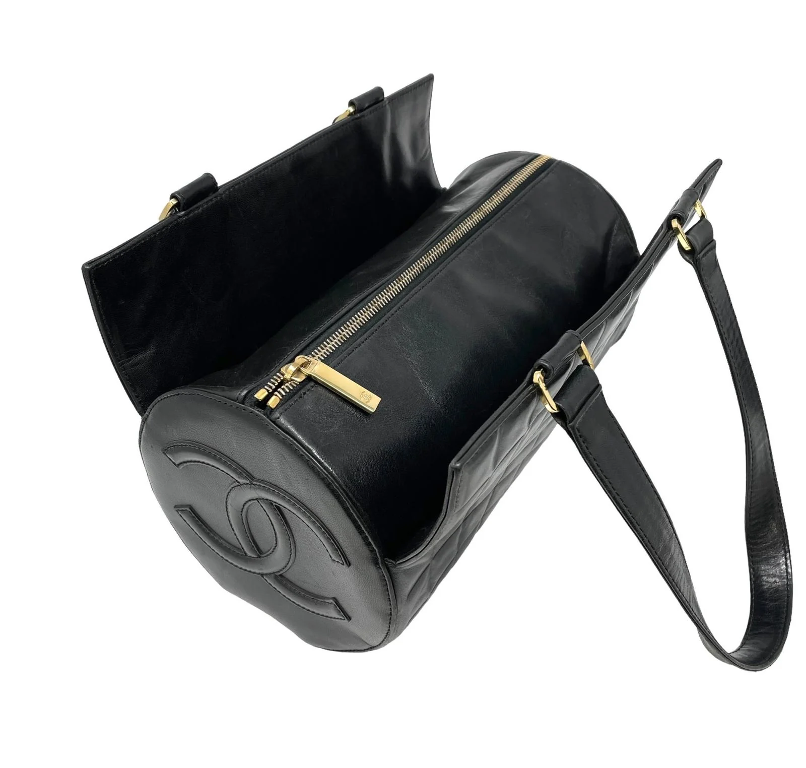 Chanel Black Logo Barrel Bag - Image 5