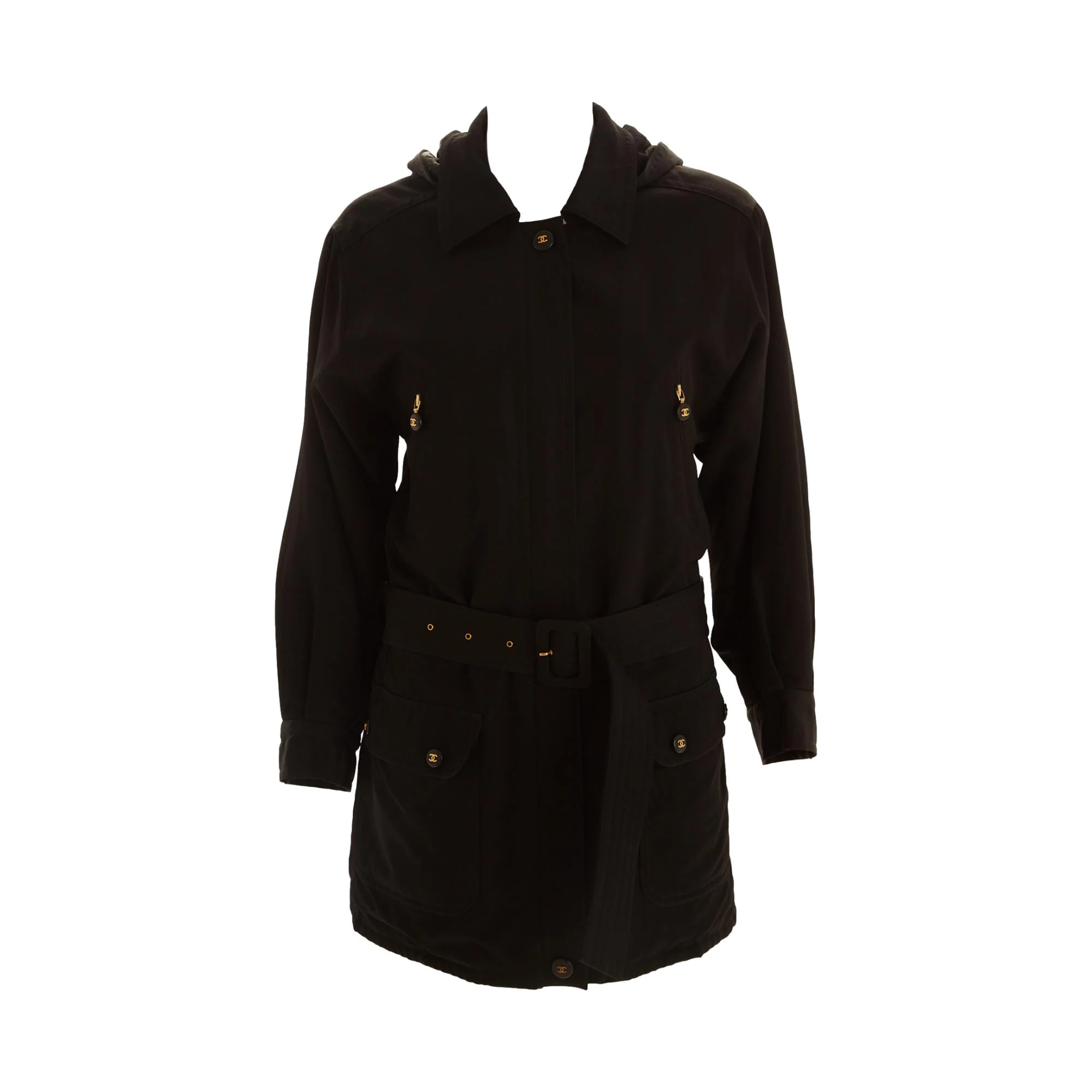 Chanel Black Logo Belted Jacket - Image 2