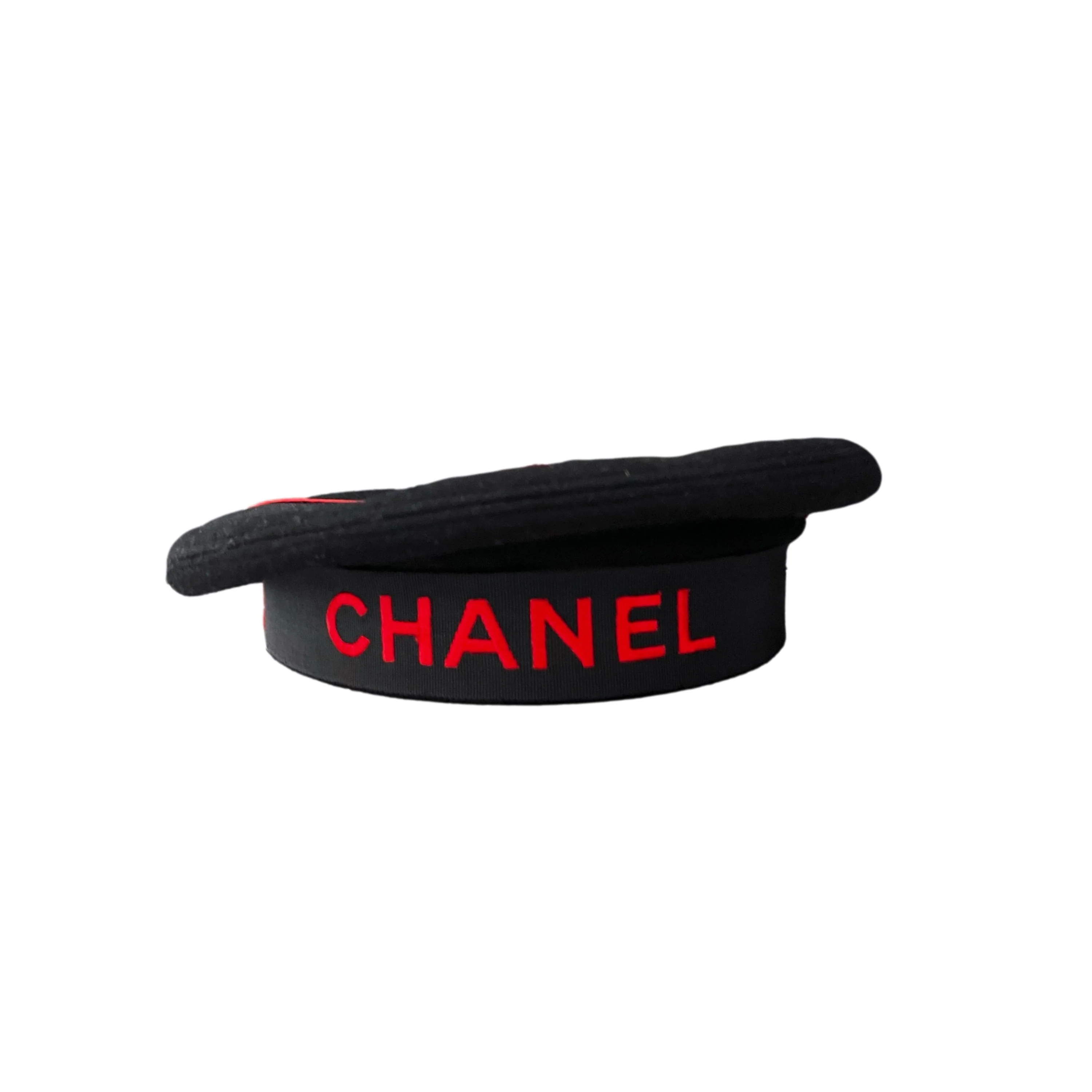 Chanel Black Logo Beret
