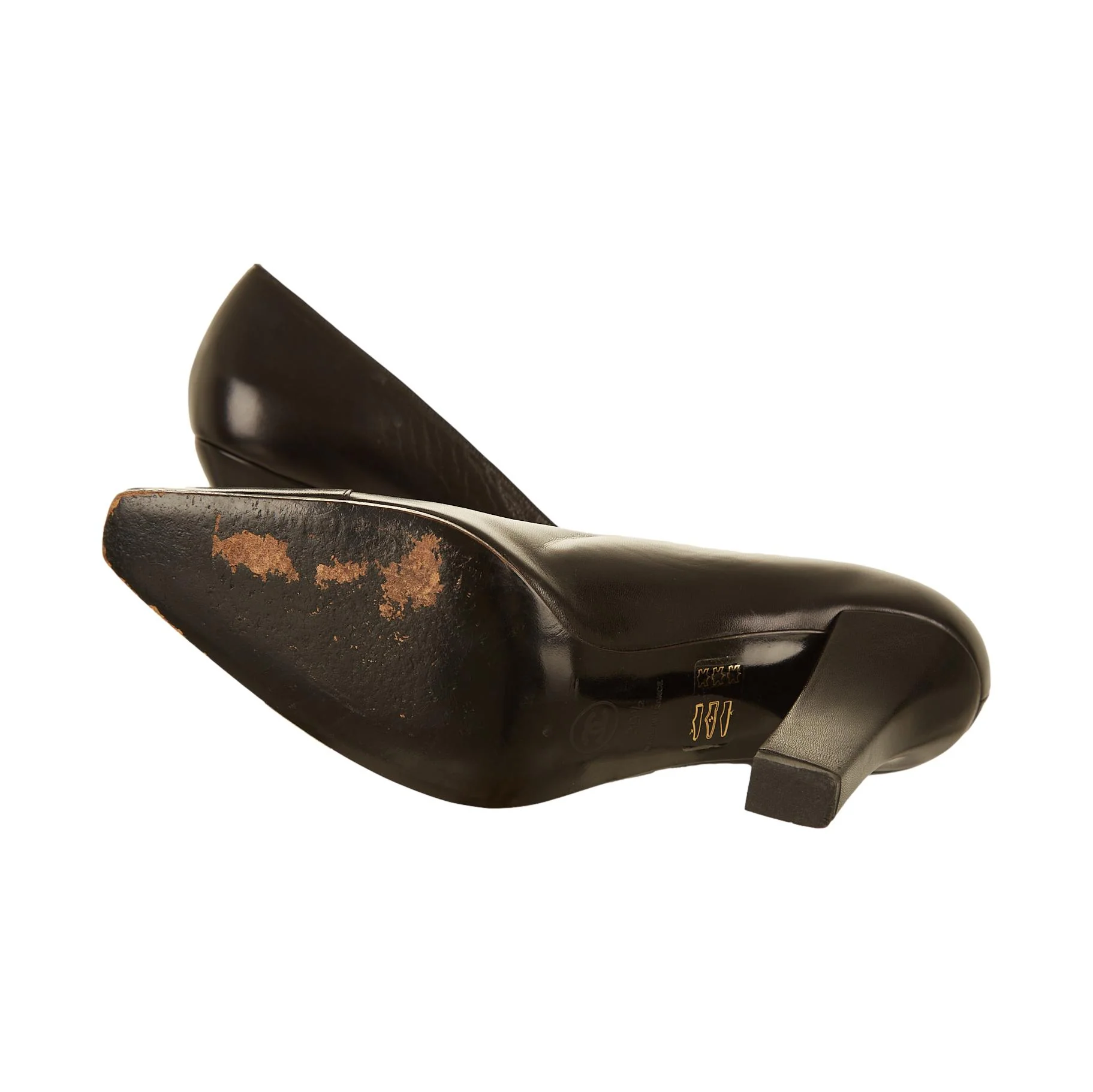 Chanel Black Logo Block Heels - Image 3