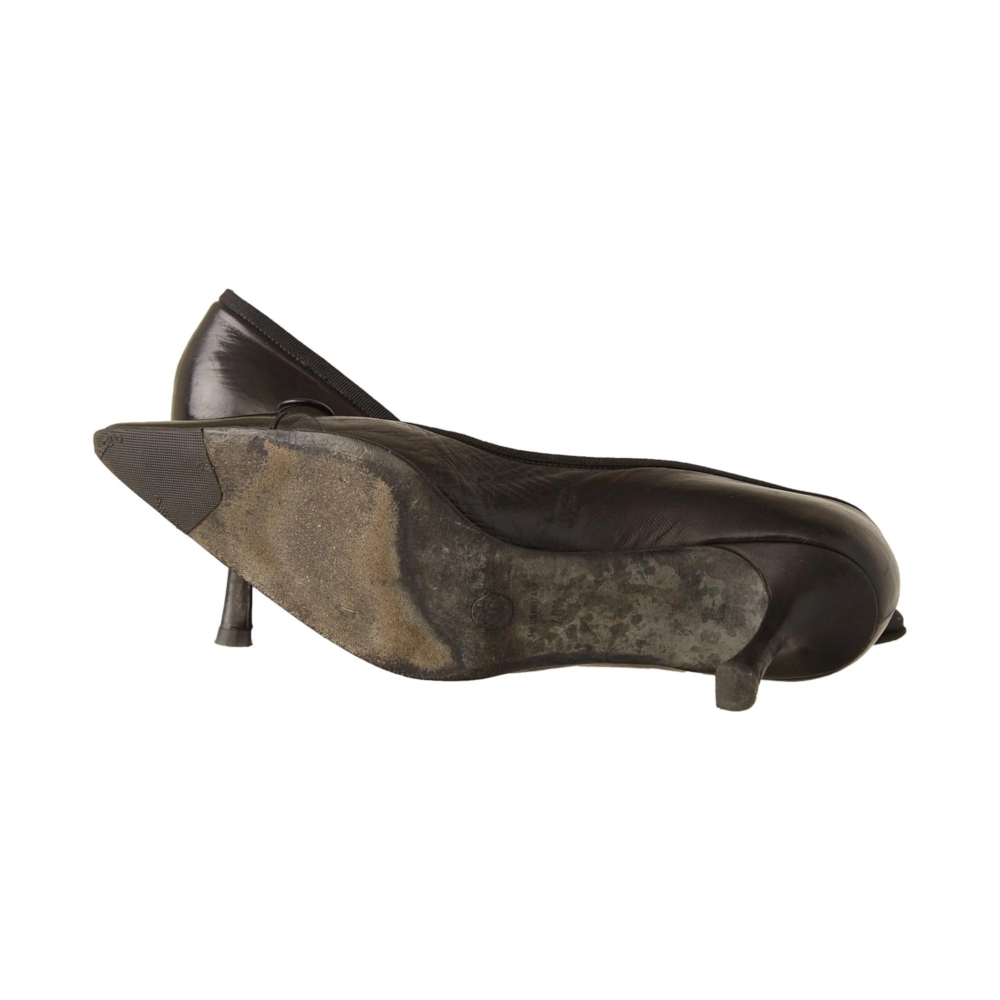 Chanel Black Logo Bow Heels - Image 4
