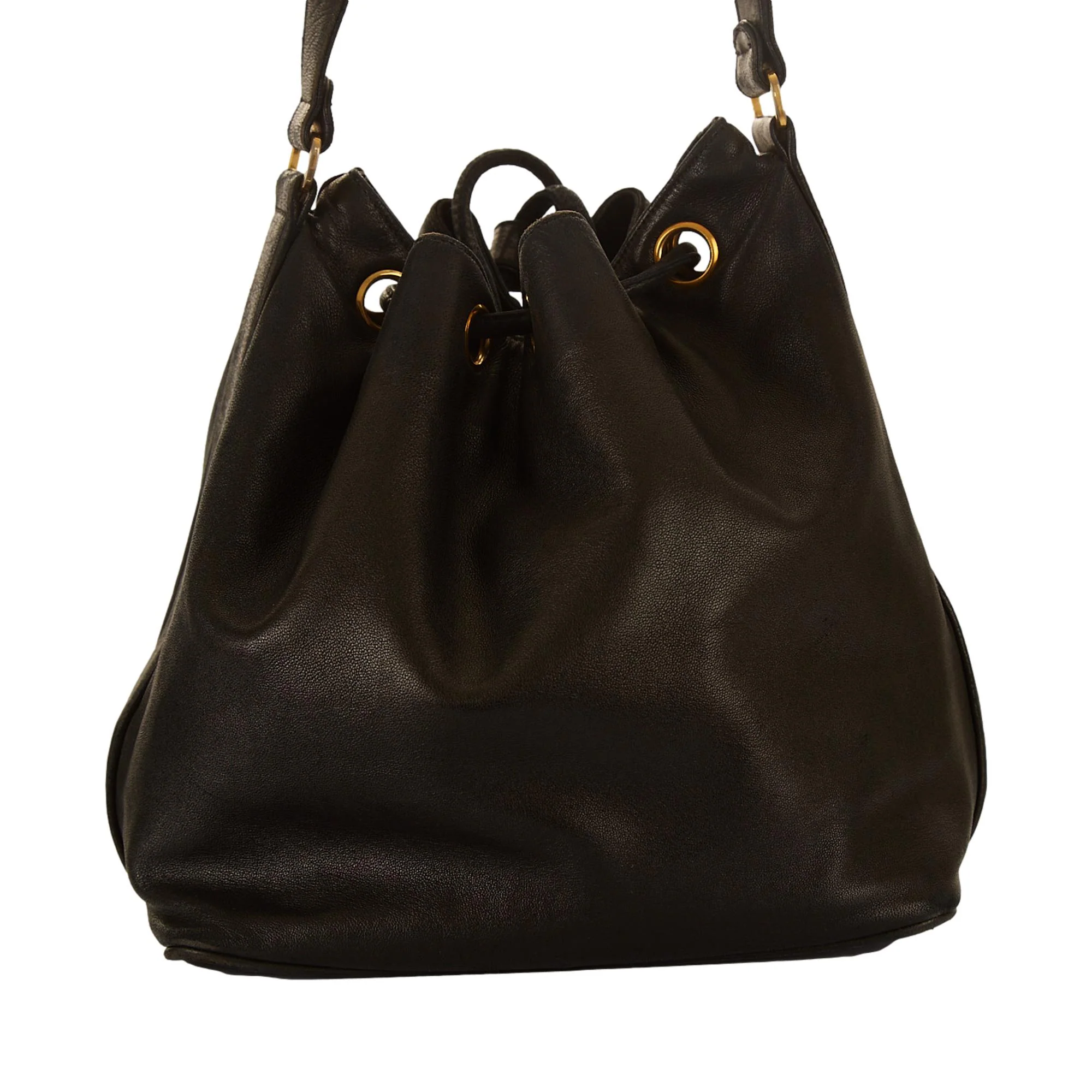Chanel Black Logo Bucket Bag - Image 2