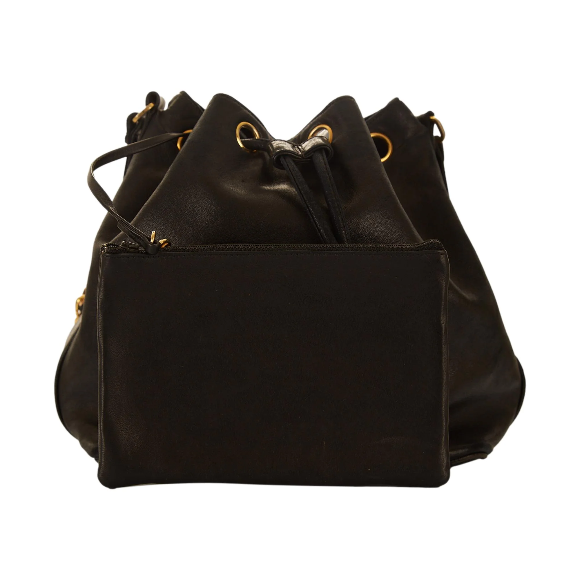 Chanel Black Logo Bucket Bag - Image 3
