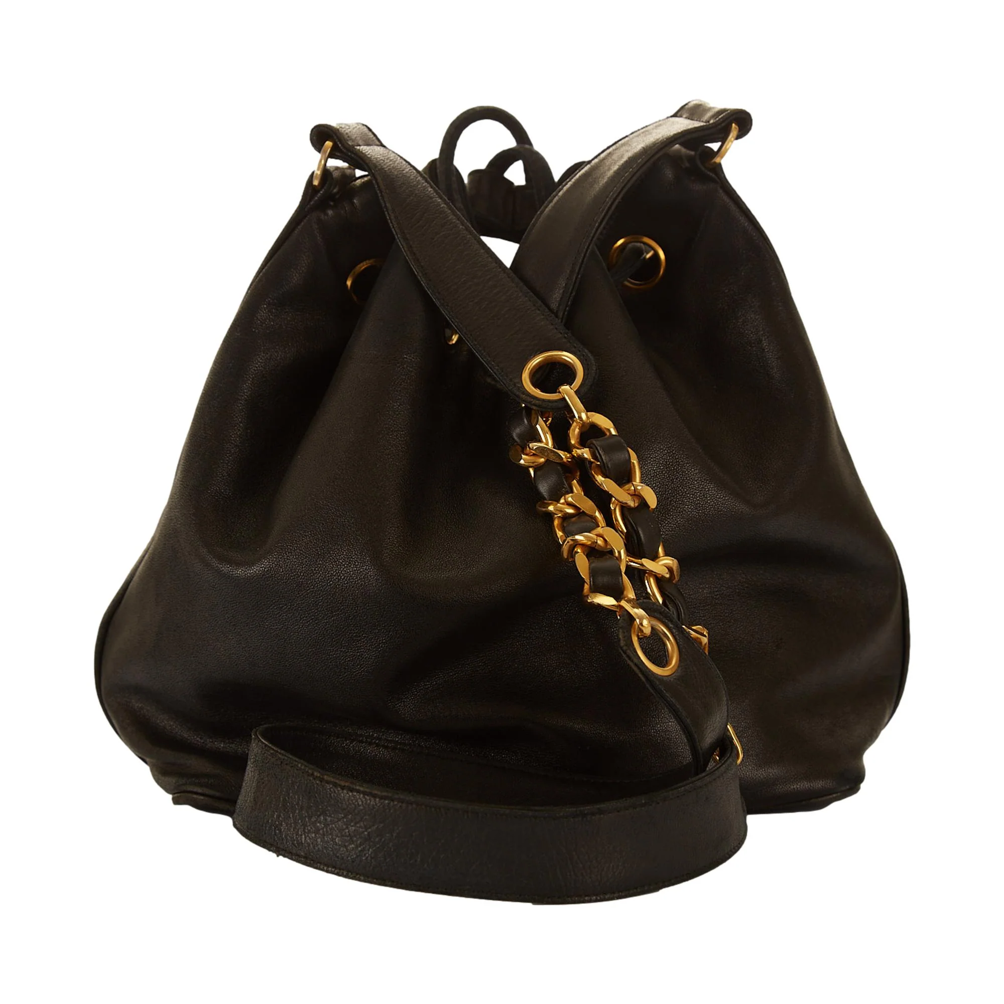Chanel Black Logo Bucket Bag - Image 4