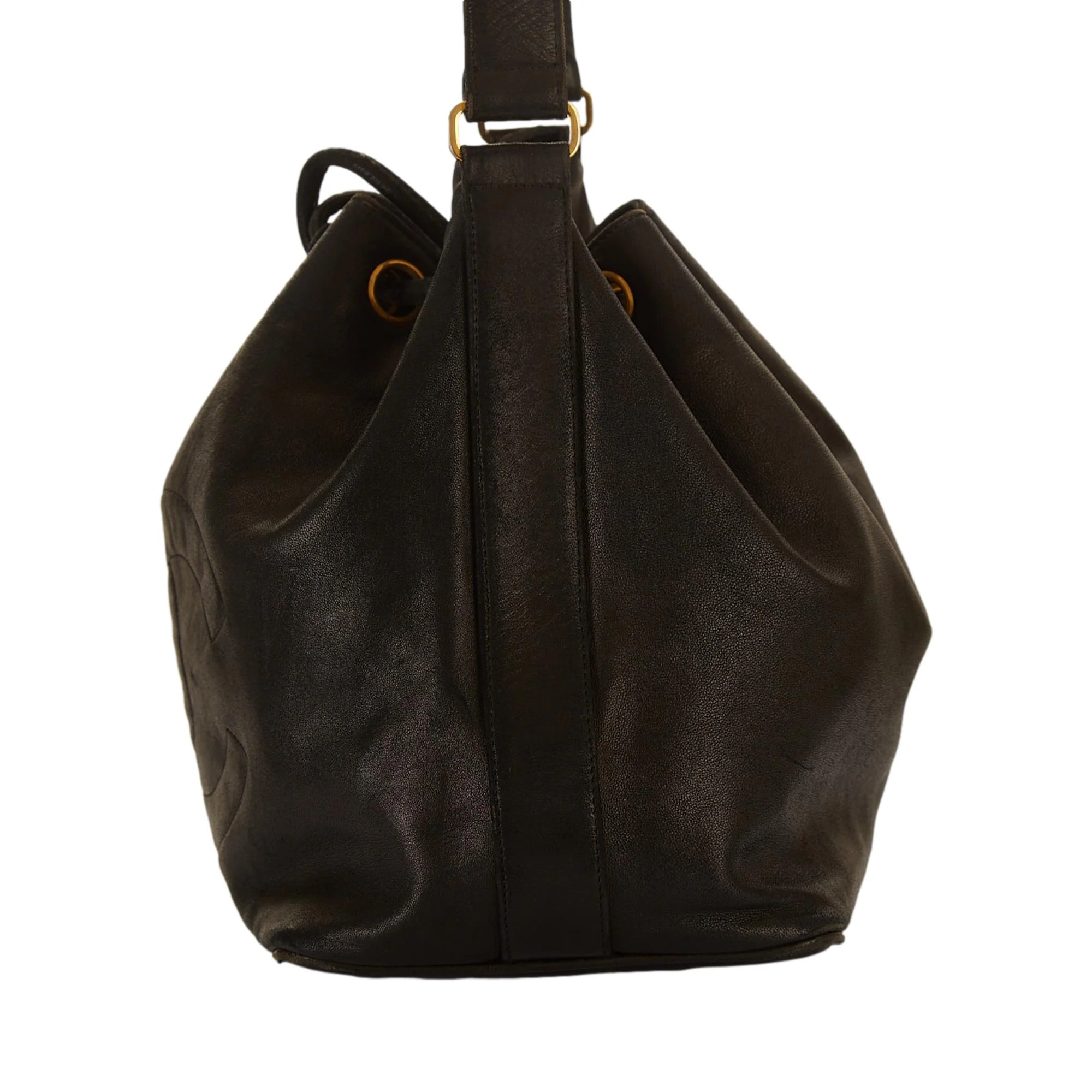 Chanel Black Logo Bucket Bag - Image 5