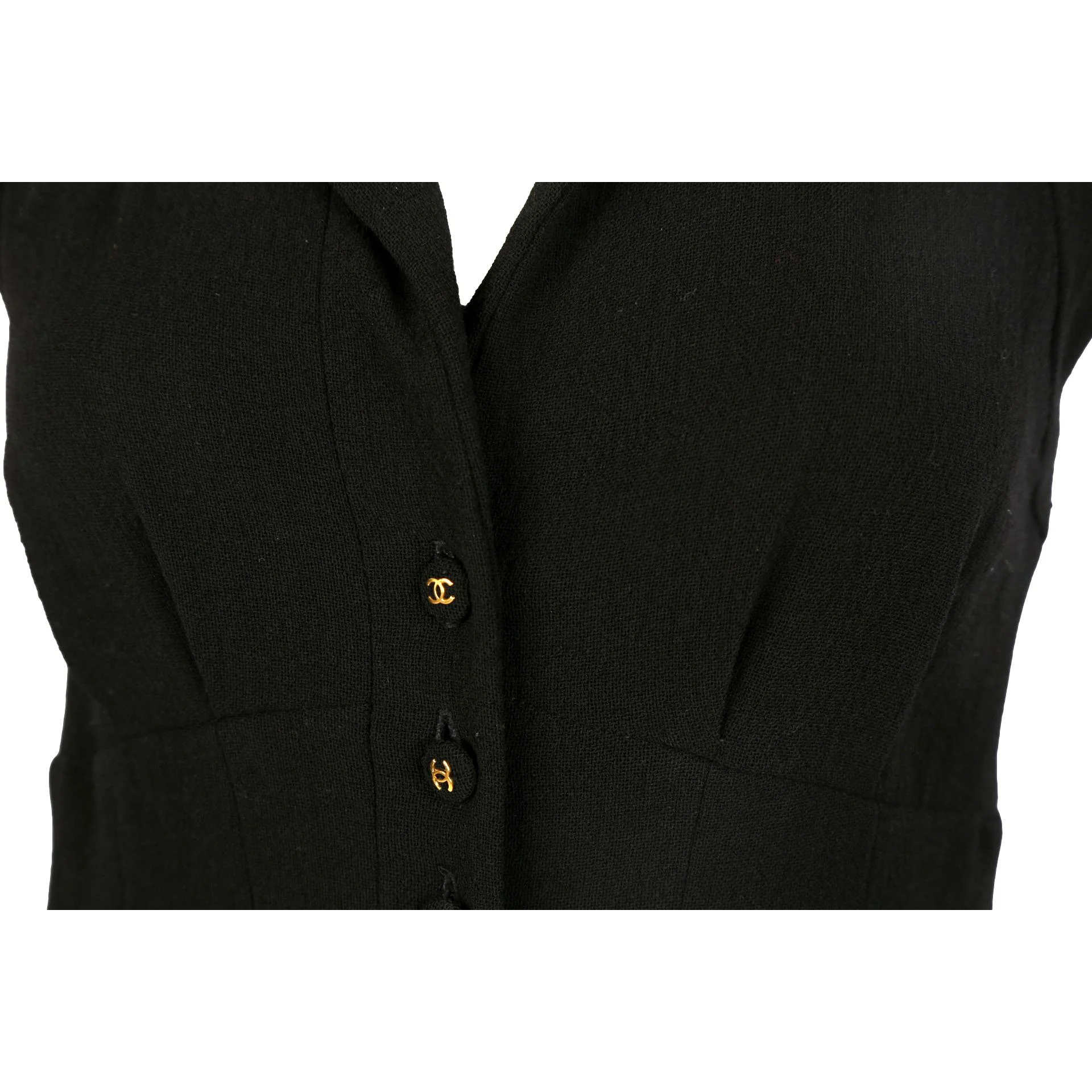 Chanel Black Logo Button Corset Dress - Image 3