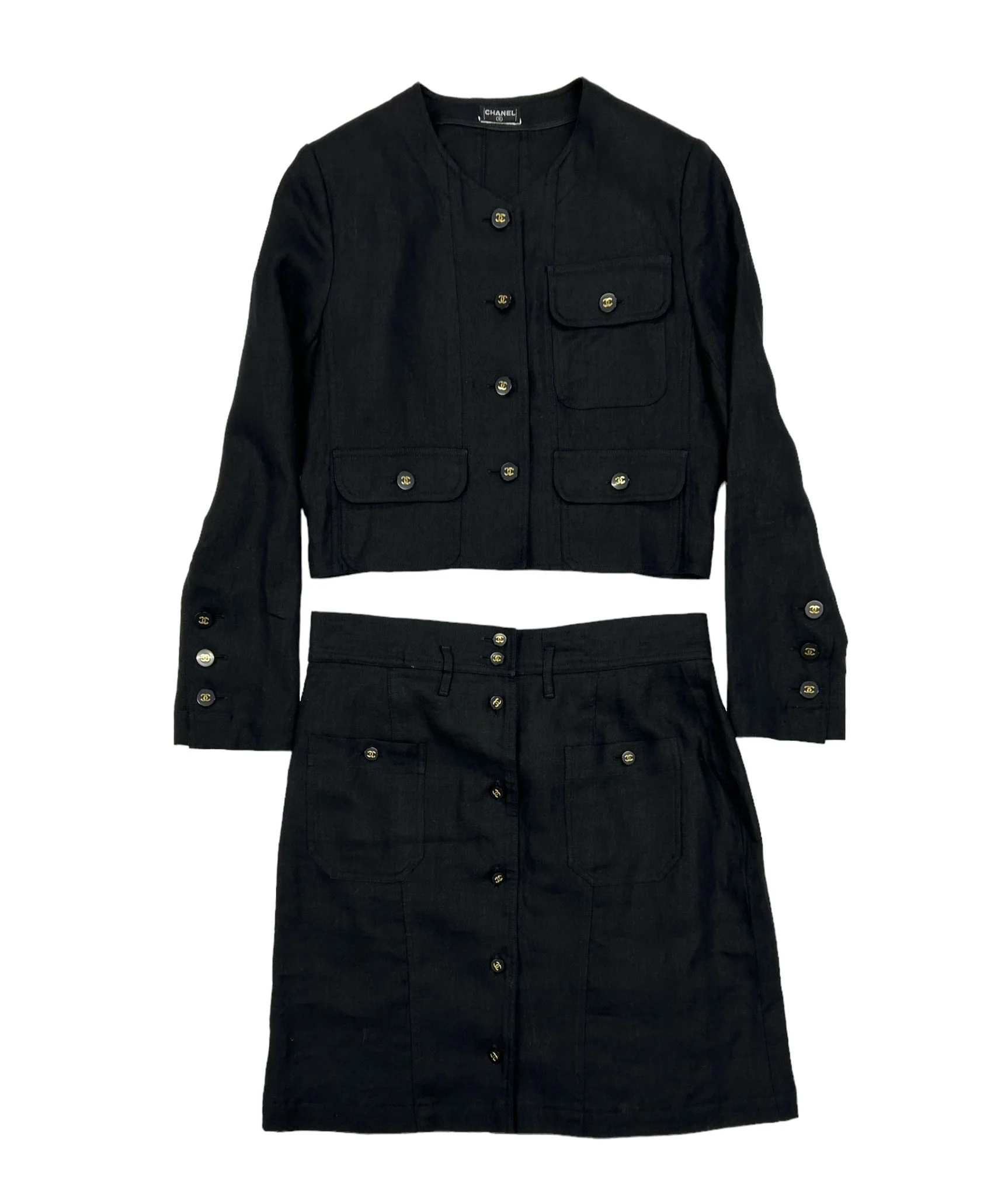 Chanel Black Cropped Skirt Set - Image 2