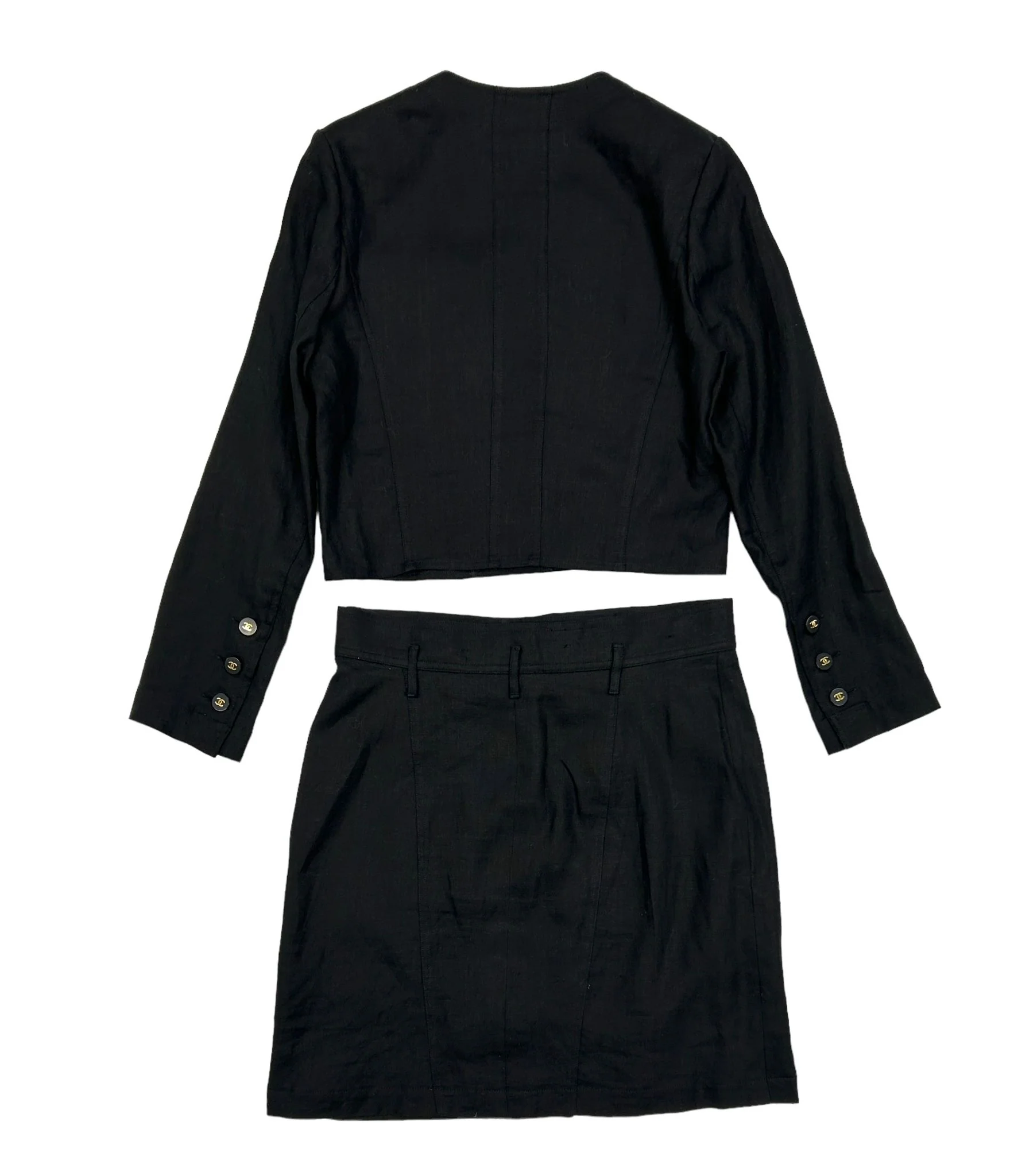 Chanel Black Cropped Skirt Set - Image 3