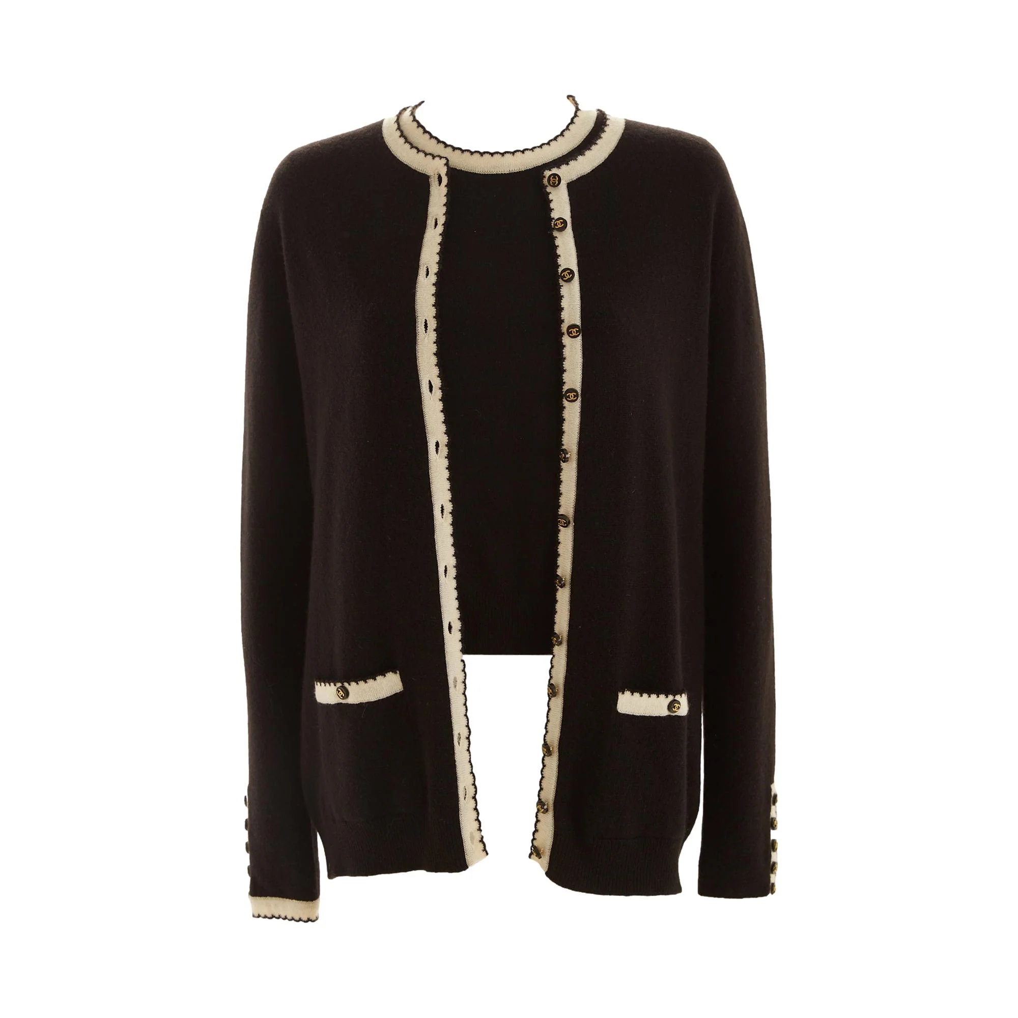 Chanel Black Logo Cashmere Cardigan Set - Image 3