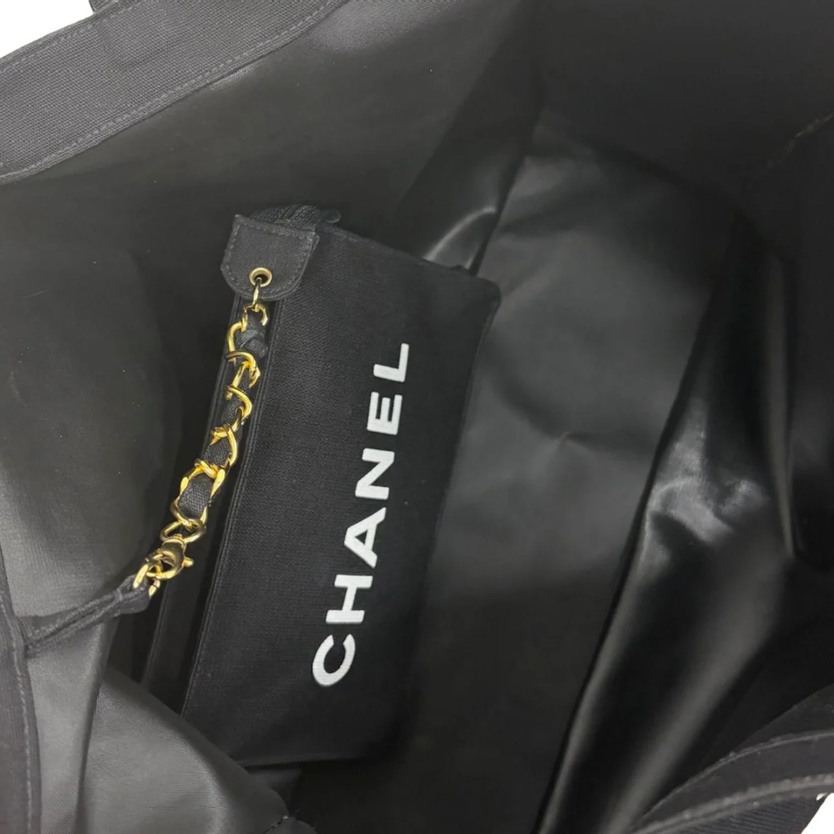 Chanel Black Logo Chain Tote - Image 4